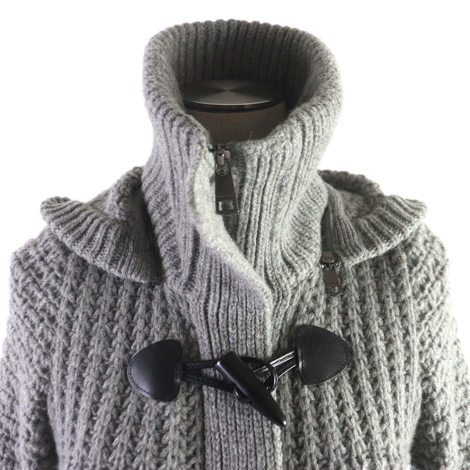 Burberry Wool Cashmere Hooded Knit Duffel Coat