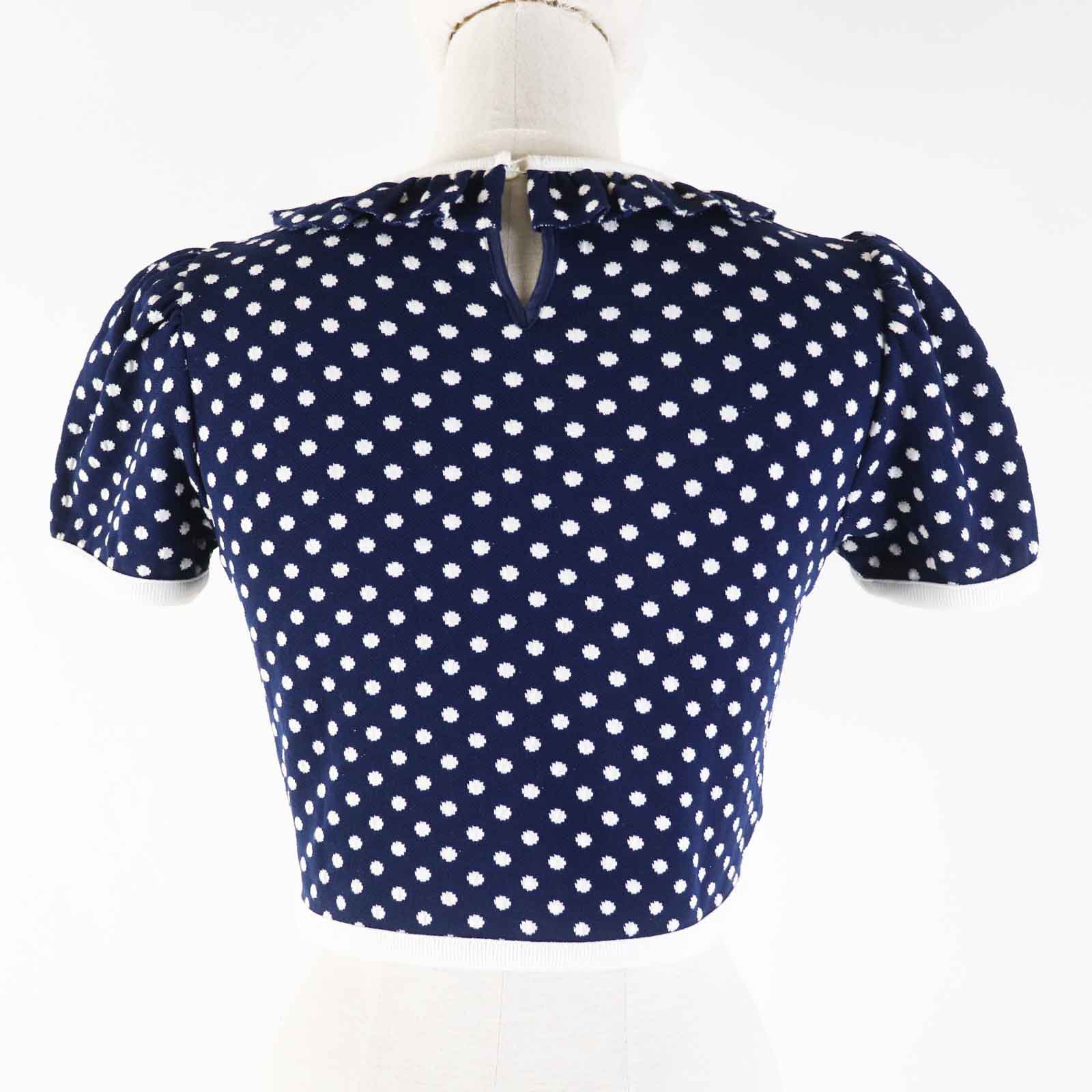 Miu Miu Dot Pattern Short Sleeve Knit Navy S