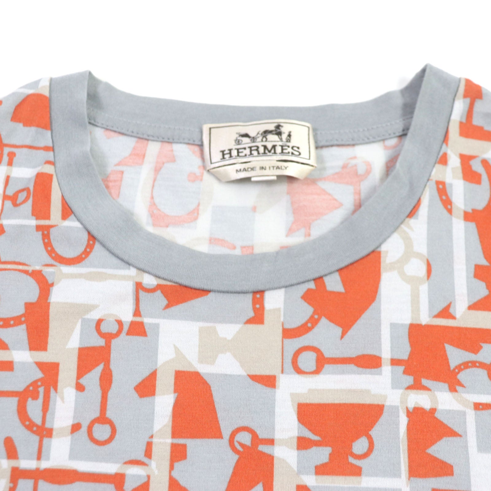 HERMES Horse Print Crew Neck T-Shirt XL