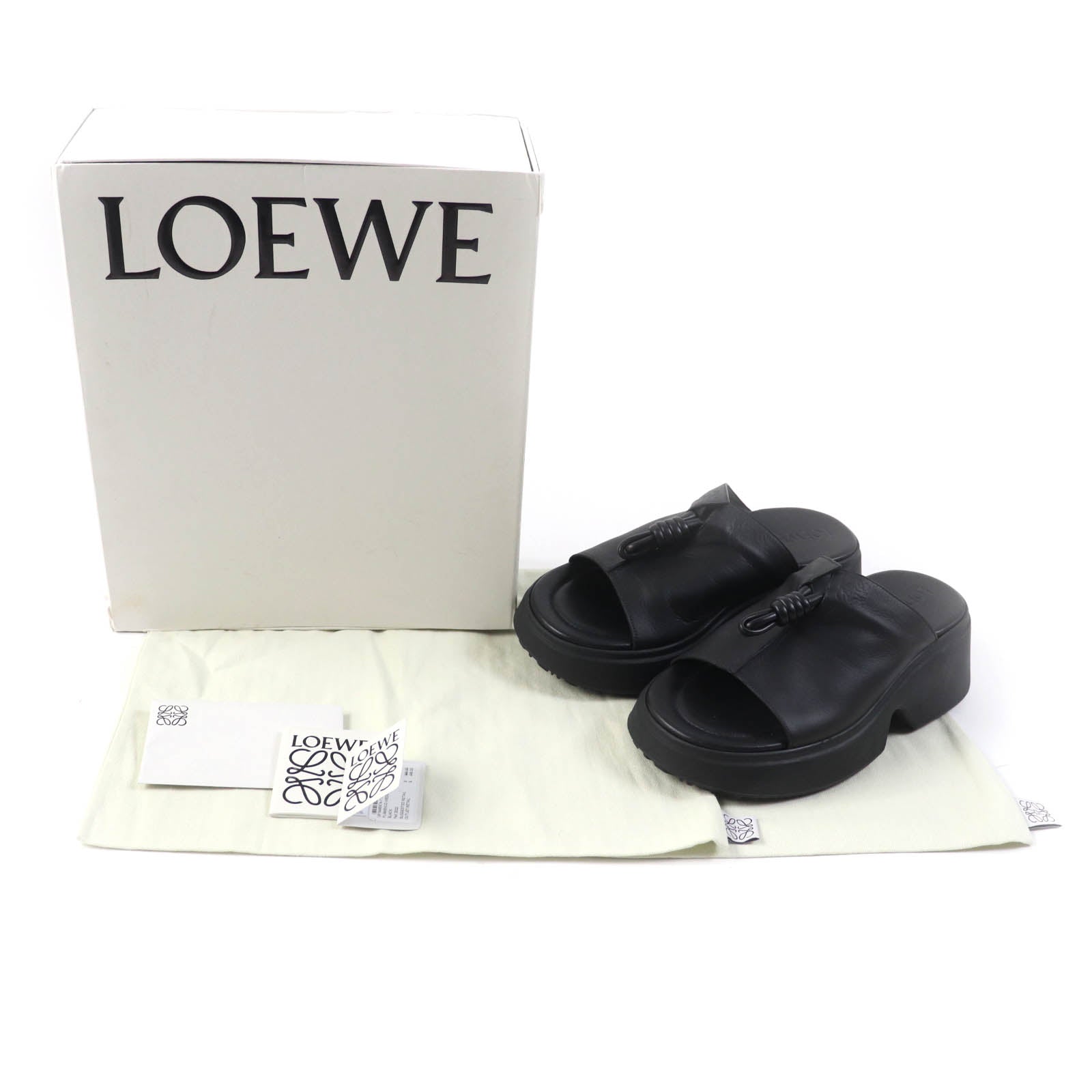 LOEWE FLAMENCO Anagram Mules Leather Sandals