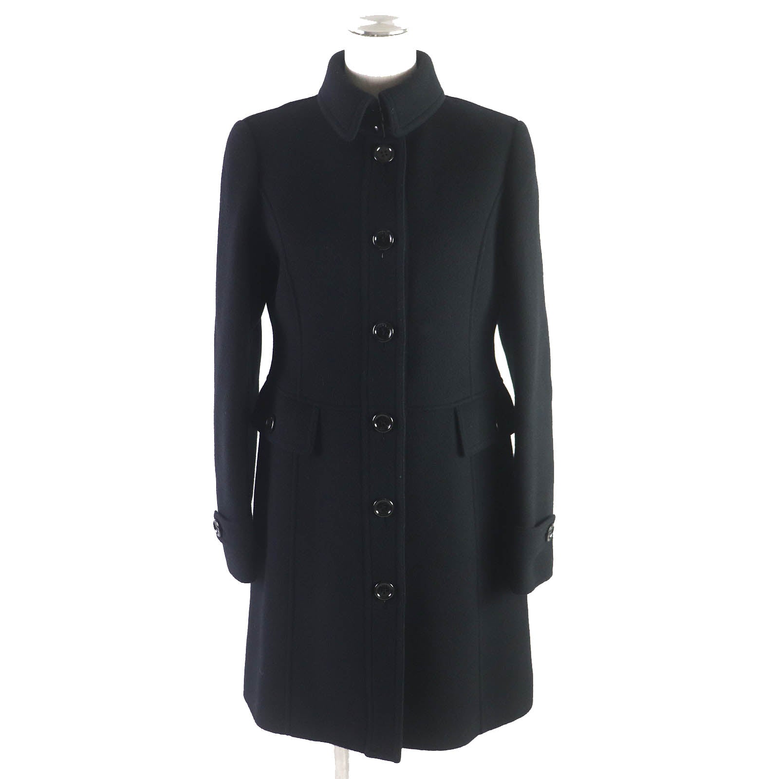 Burberry Wool Nylon Single Coat Black 36 Women