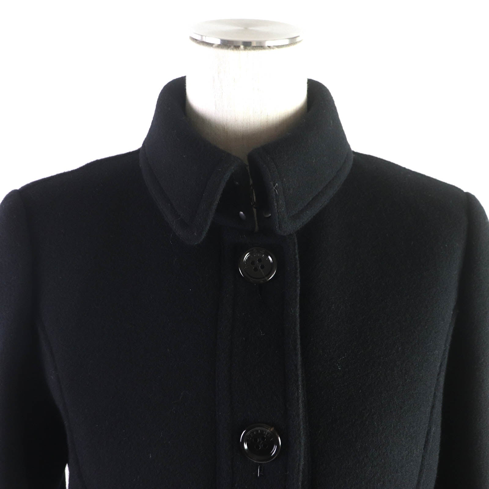 Burberry Wool Nylon Single Coat Black 36 Women