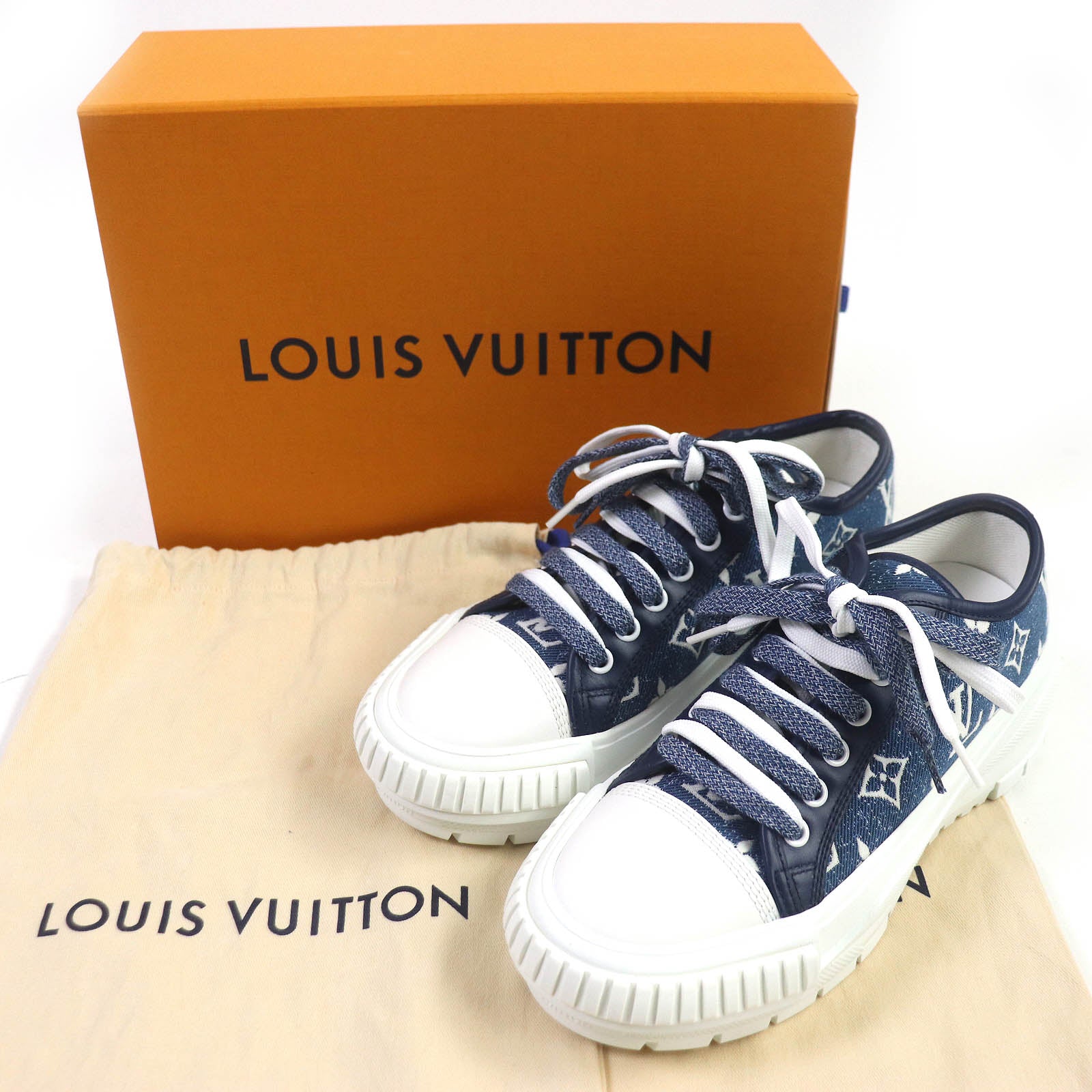 Louis Vuitton Denim Sneakers LV Logo Patch