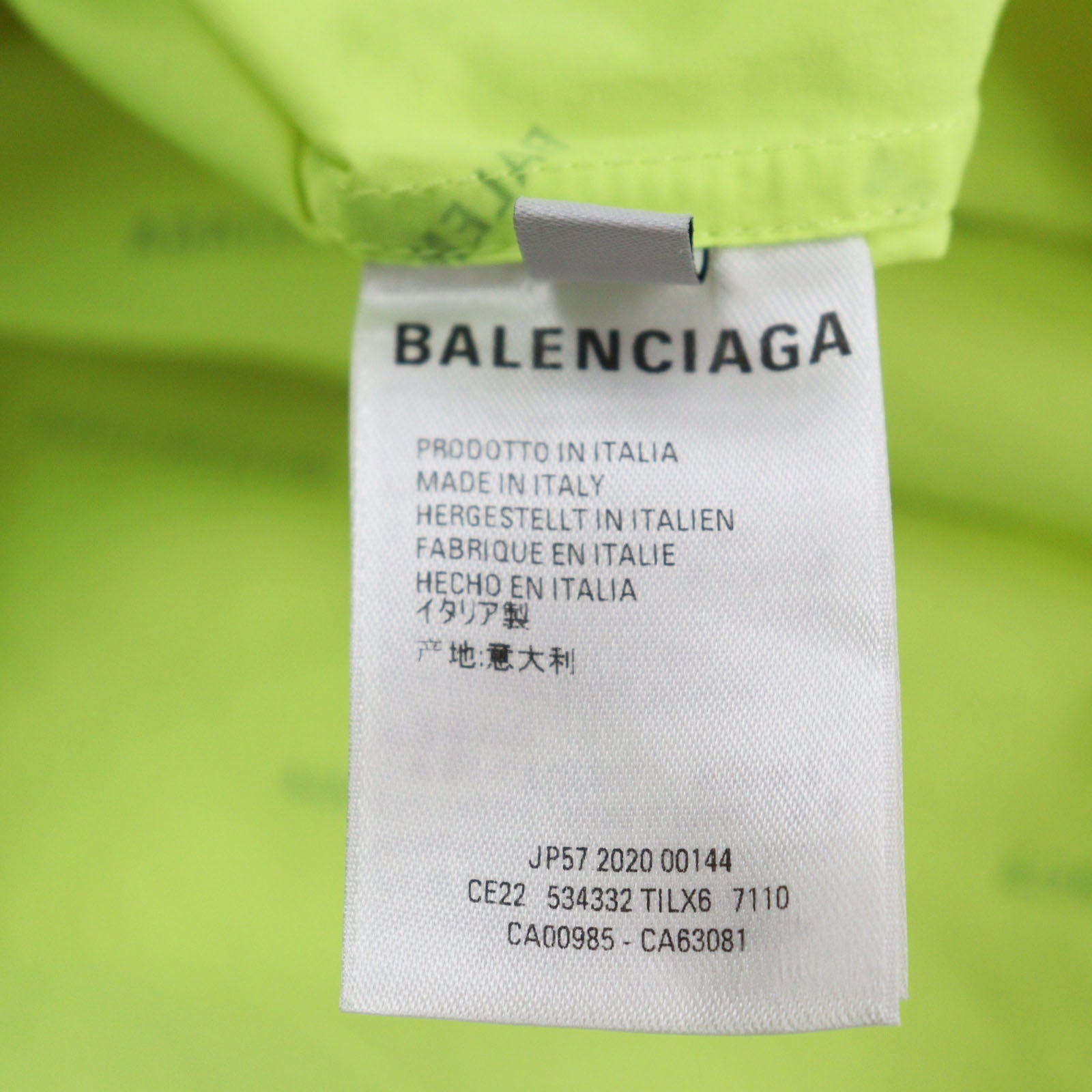 Balenciaga Logo Short Sleeve Shirt Yellow