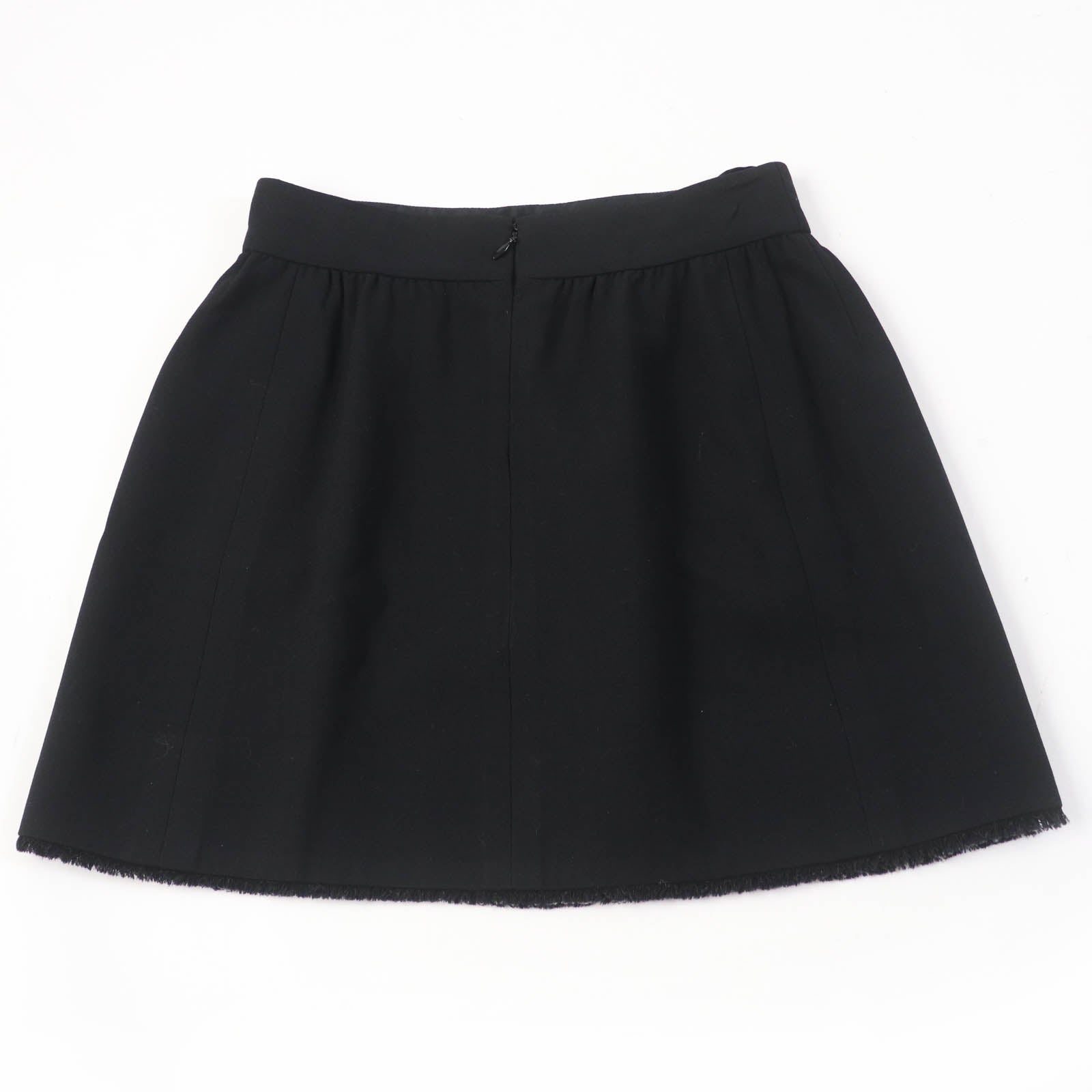 Chanel Wool Nylon A-line Skirt Black 38