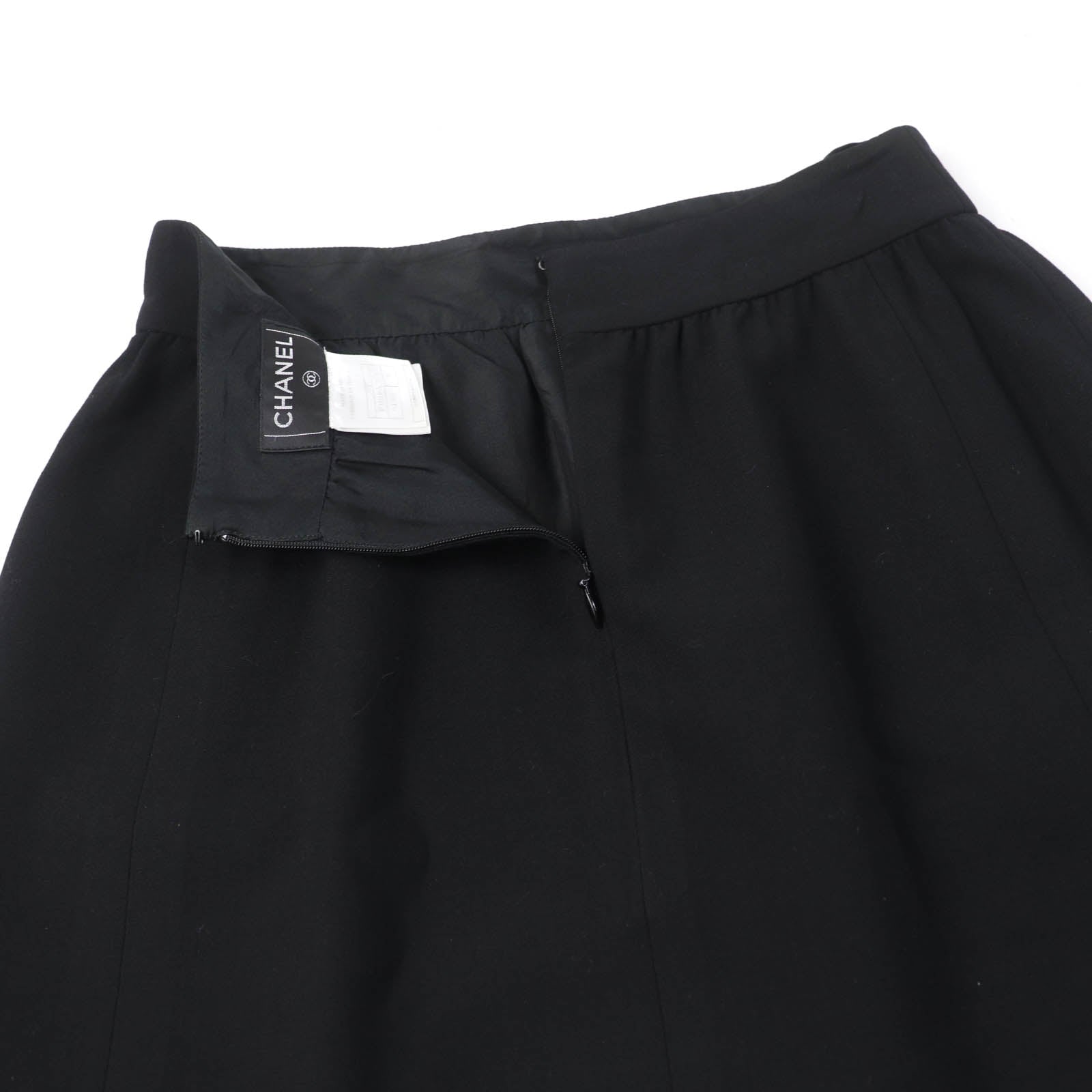 Chanel Wool Nylon A-line Skirt Black 38