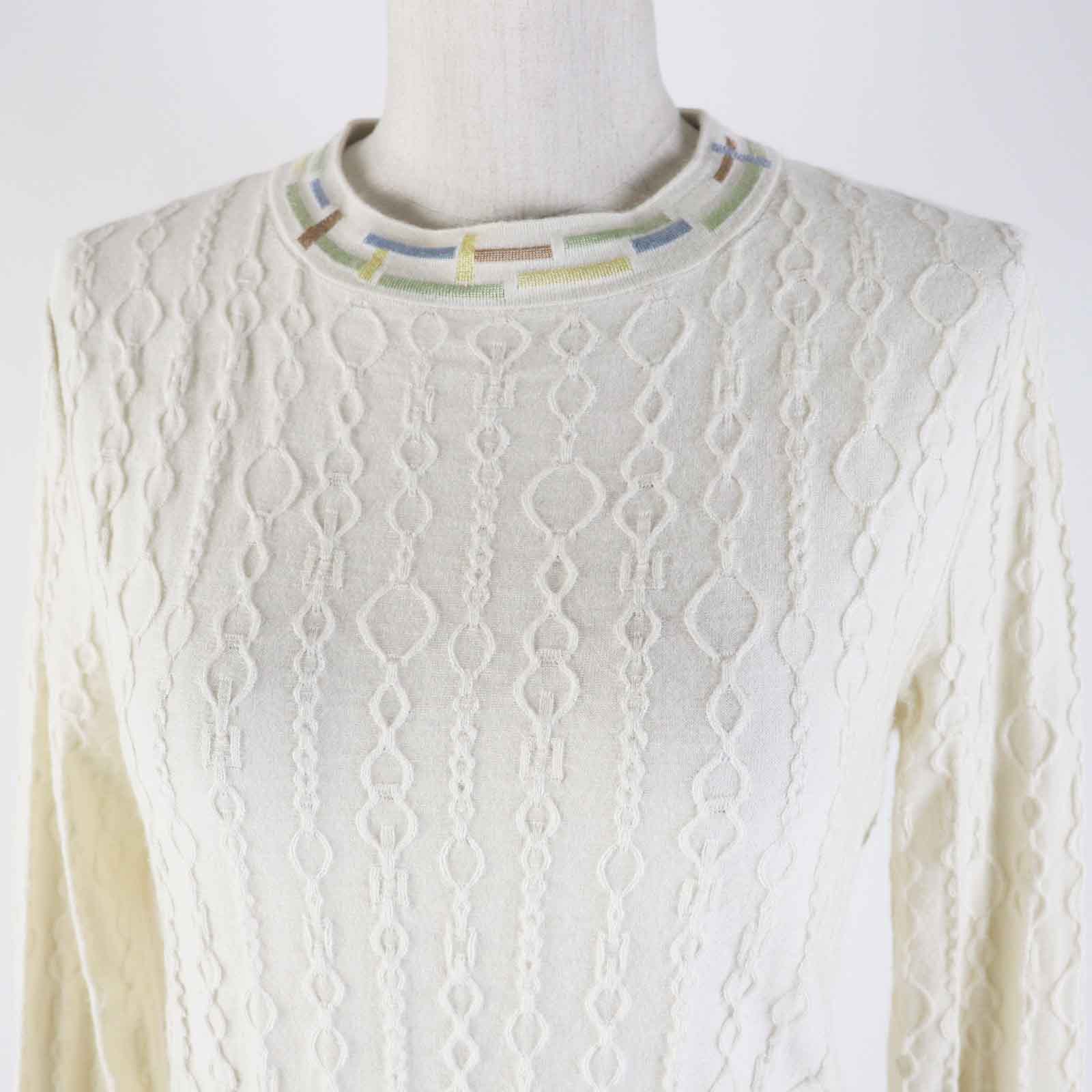 HERMES Do Re Boucles Cashmere Silk Knit Ivory 36