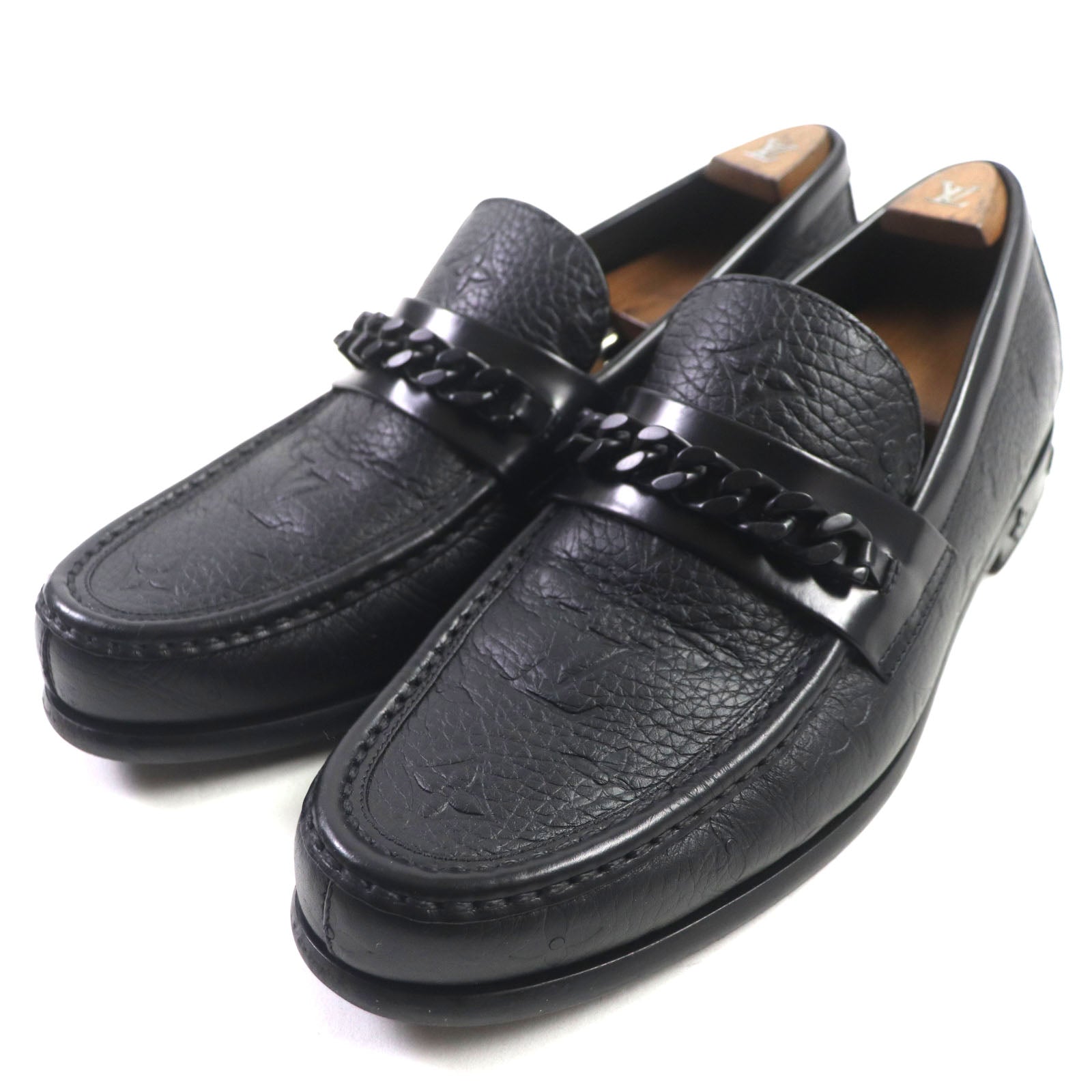 Louis Vuitton Monogram Chain Loafers Black