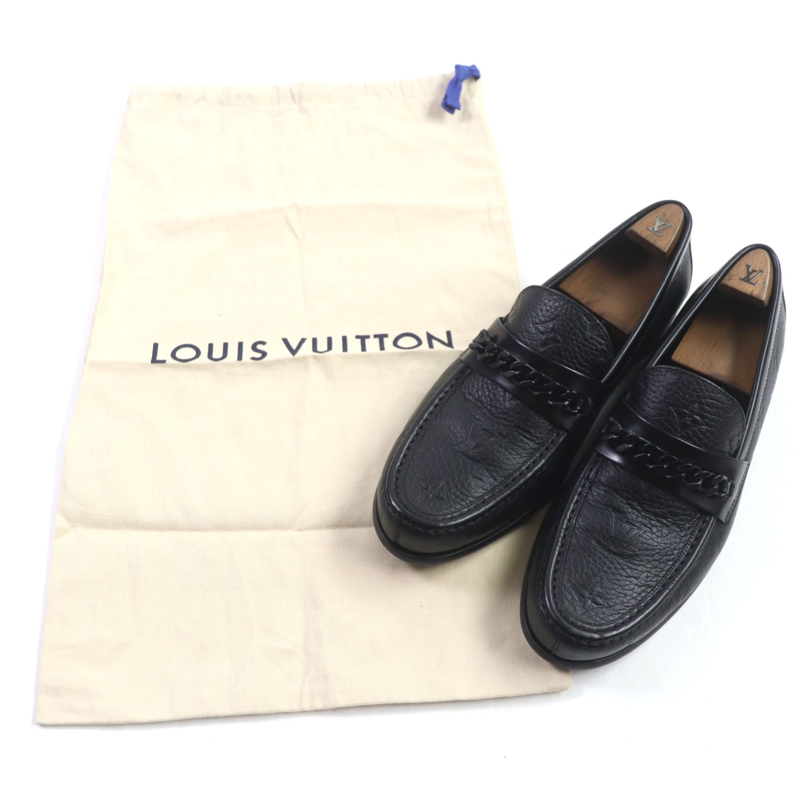 Louis Vuitton Monogram Chain Loafers Black