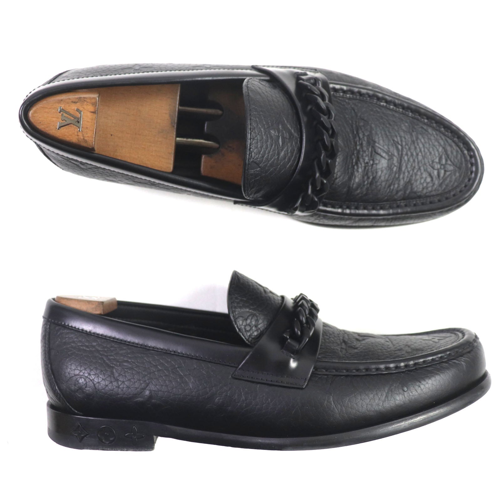 Louis Vuitton Monogram Chain Loafers Black