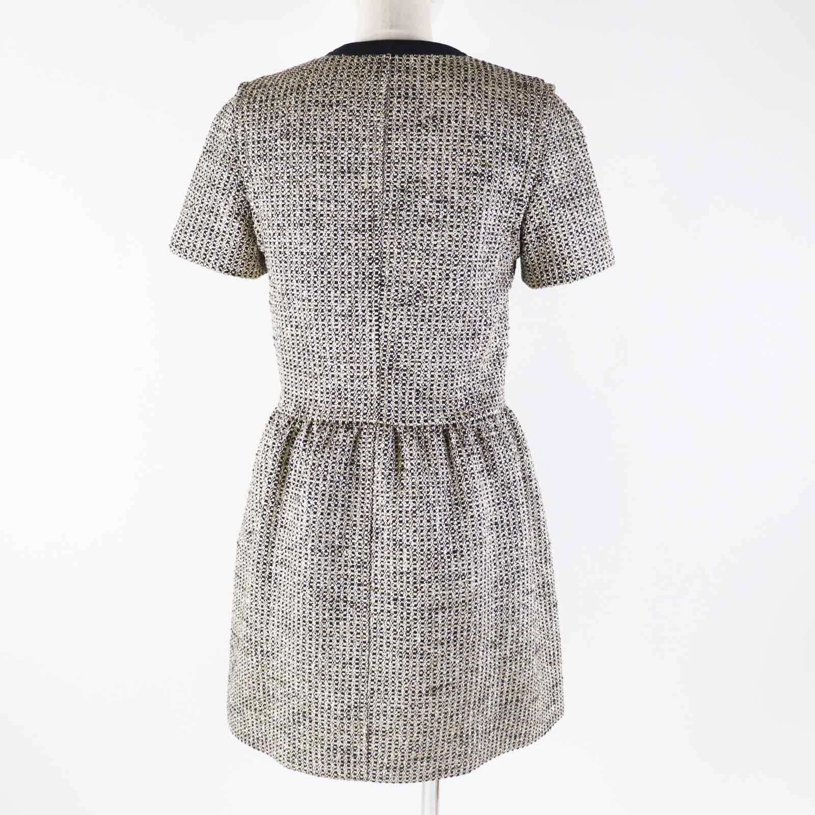 Louis Vuitton Lurex Tweed Dress Black Gold 38