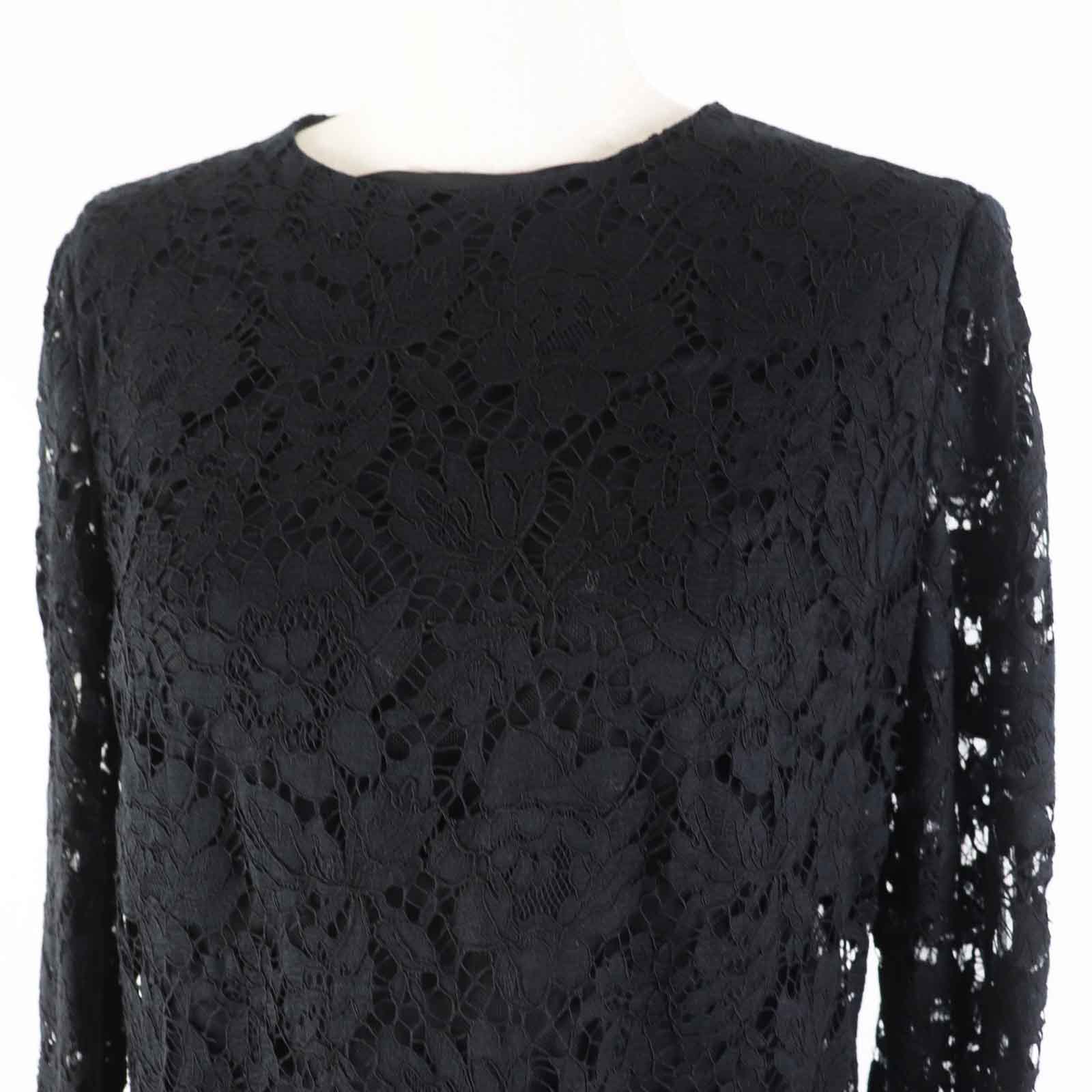 Valentino Crepe Couture Lace Dress Black 42