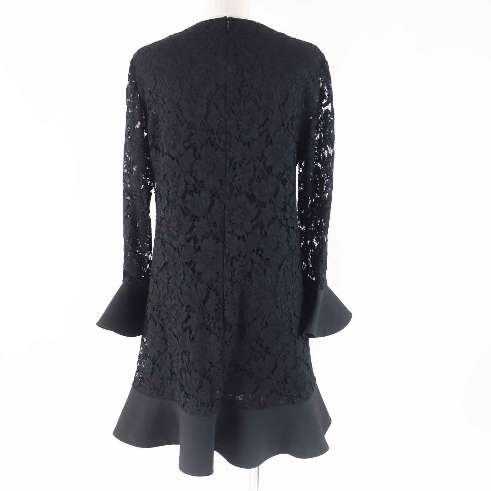 Valentino Crepe Couture Lace Dress Black 42