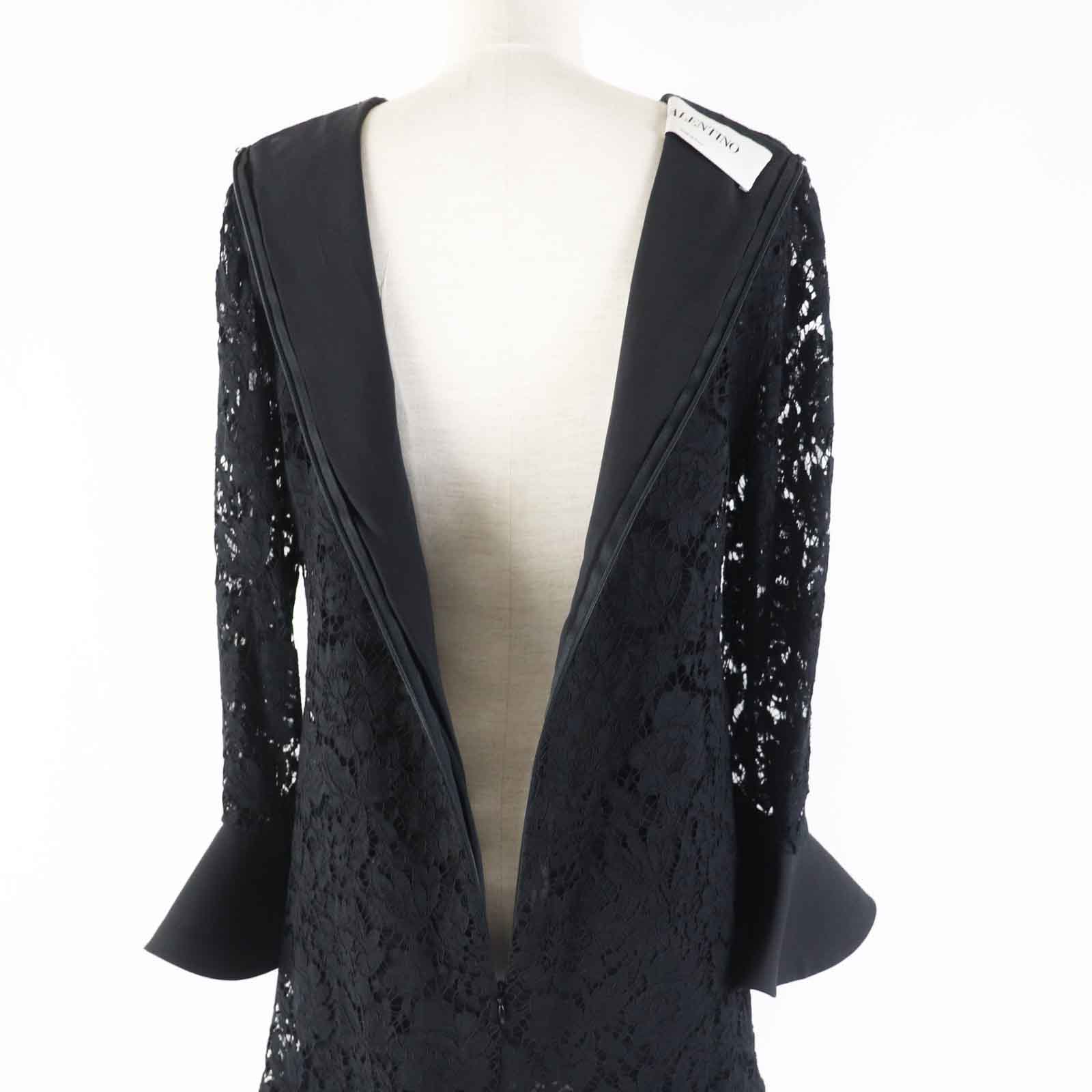 Valentino Crepe Couture Lace Dress Black 42