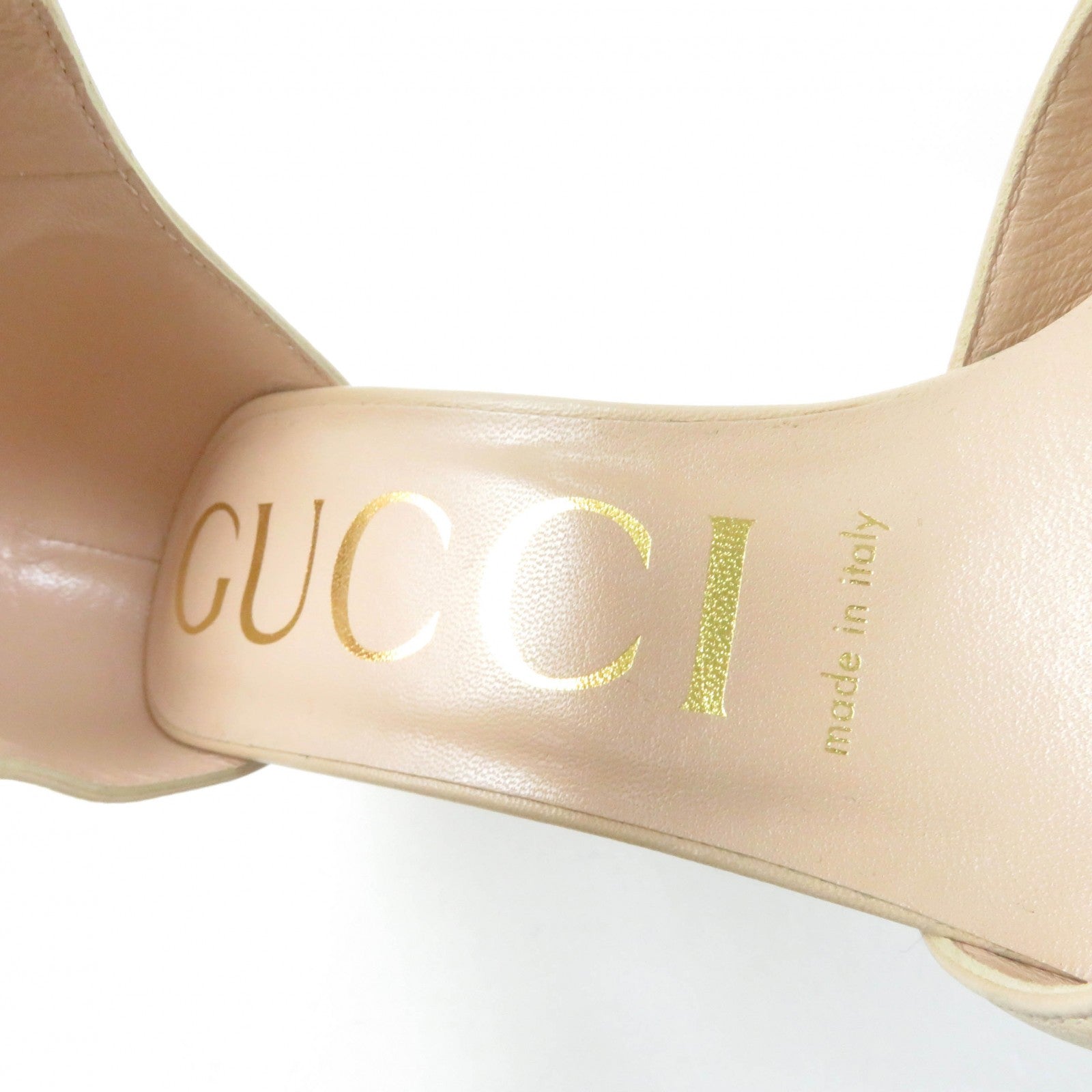 GUCCI 626711 Leather Pointed Toe Pumps Beige 36.5