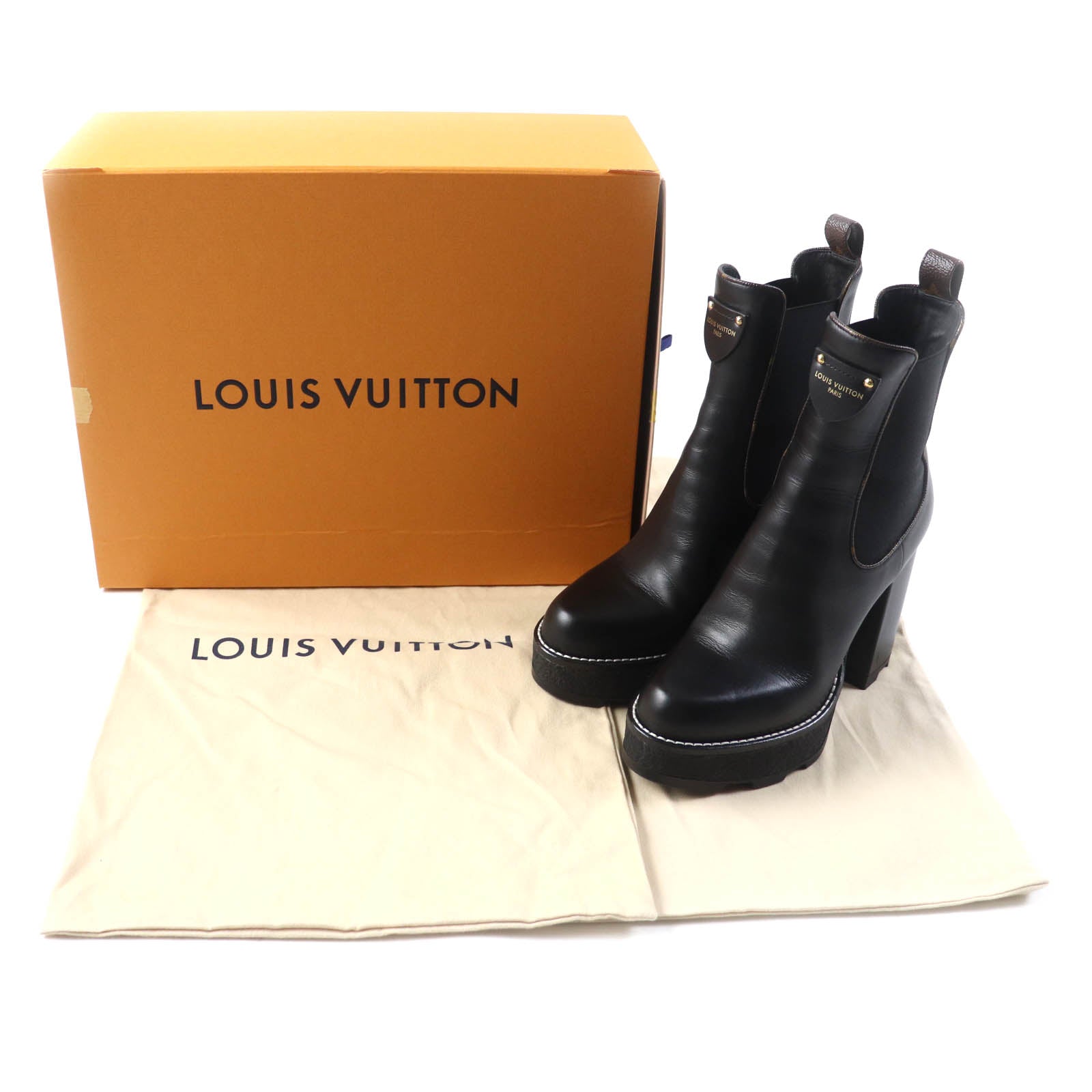 Louis Vuitton Monogram Ankle Boots Leather