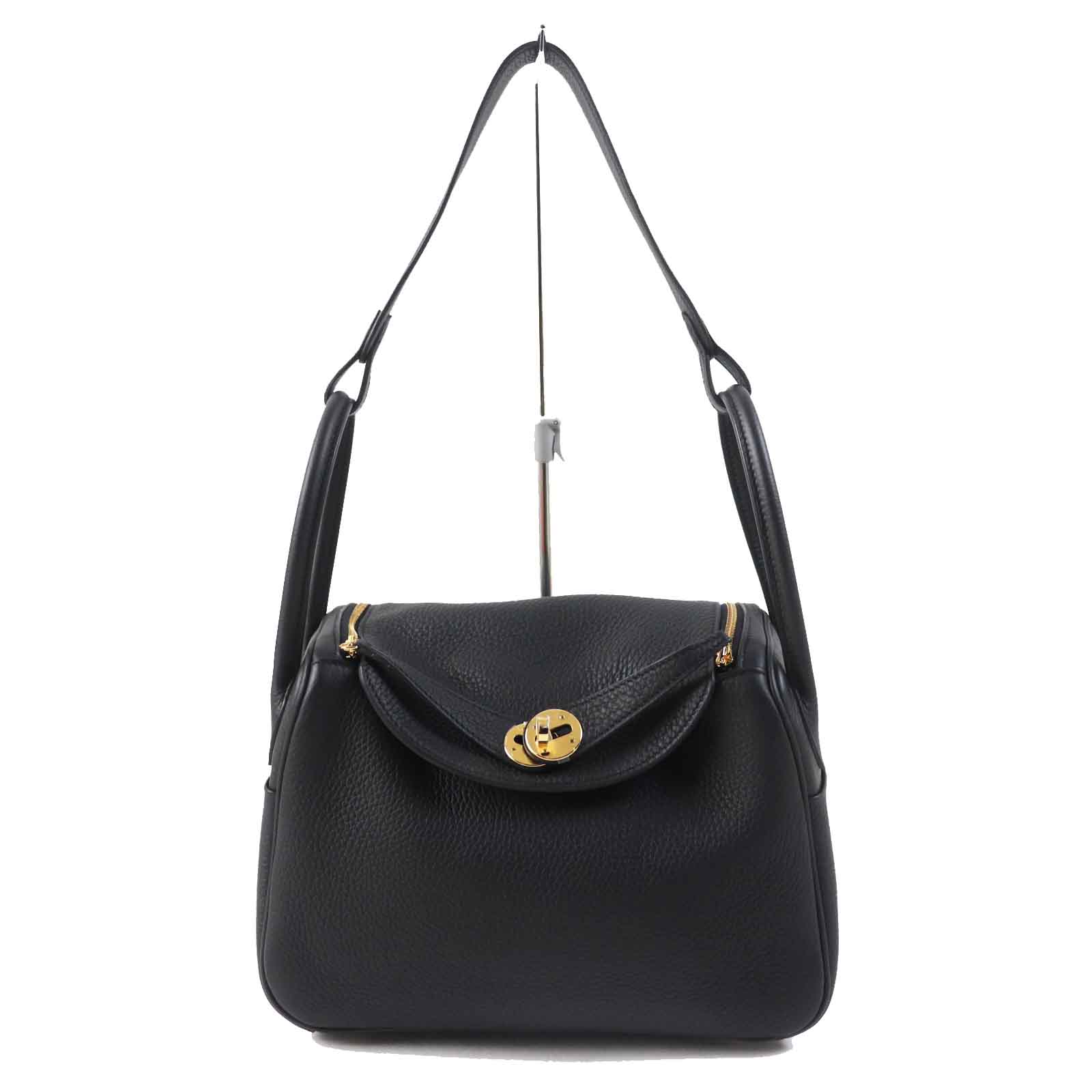 Hermes Lindy 26 Clemence Shoulder Bag Black