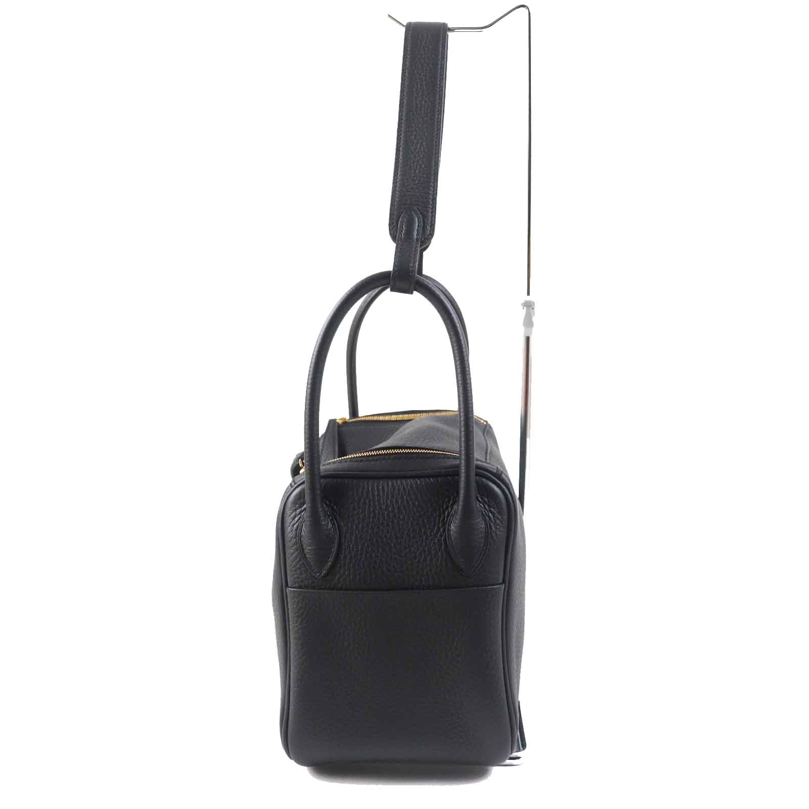 Hermes Lindy 26 Clemence Shoulder Bag Black