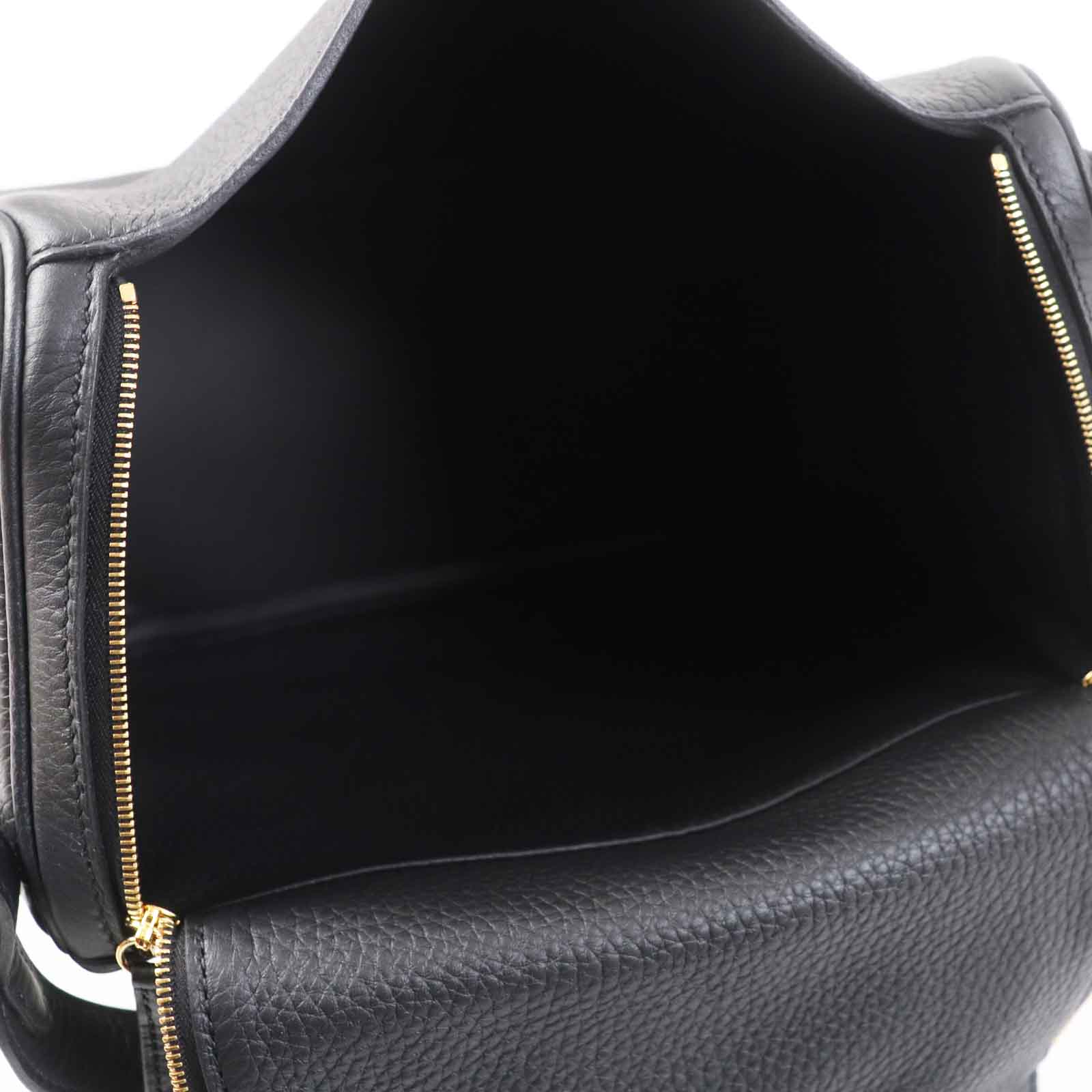 Hermes Lindy 26 Clemence Shoulder Bag Black