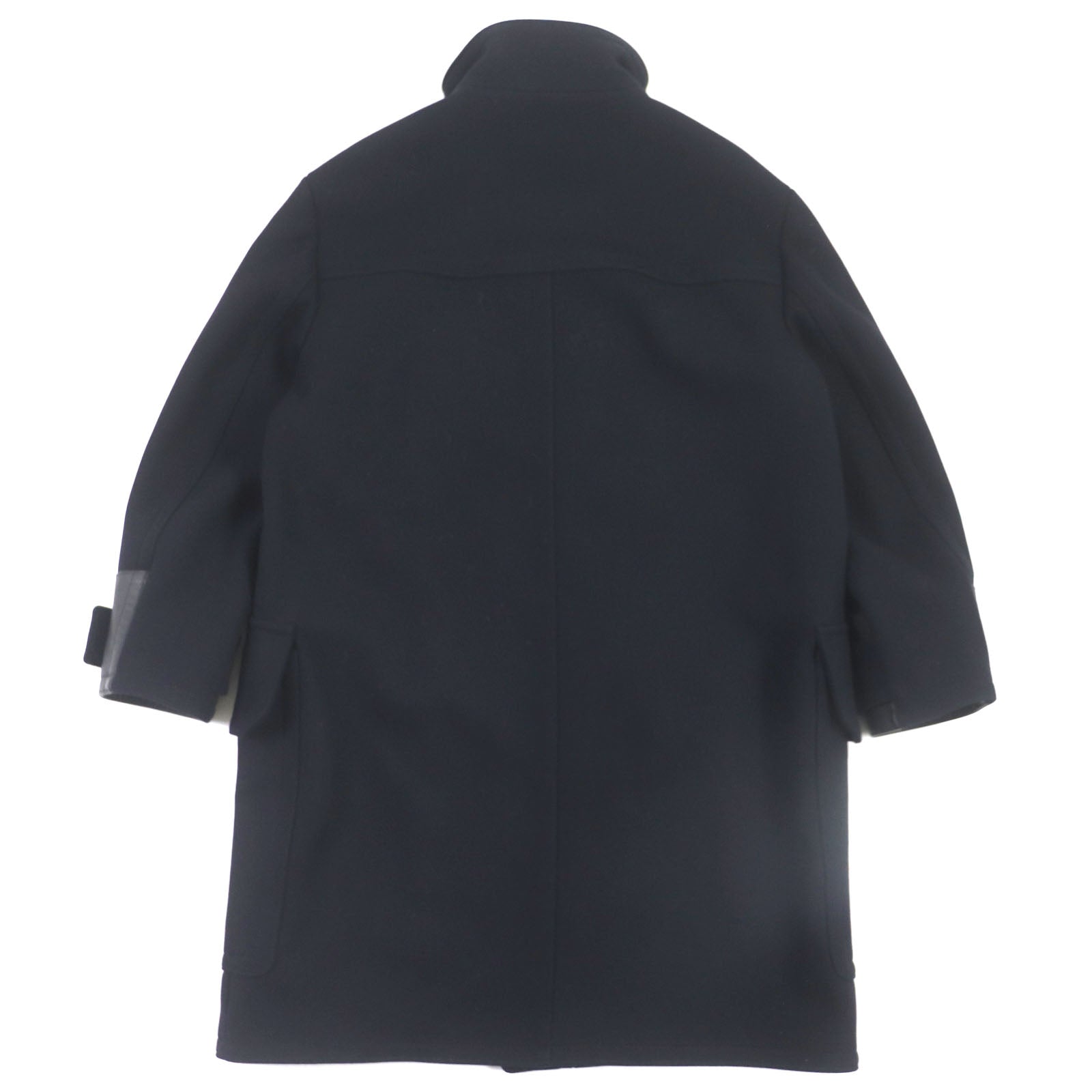 HERMES Wool Leather Coat Dark Navy 44 Men