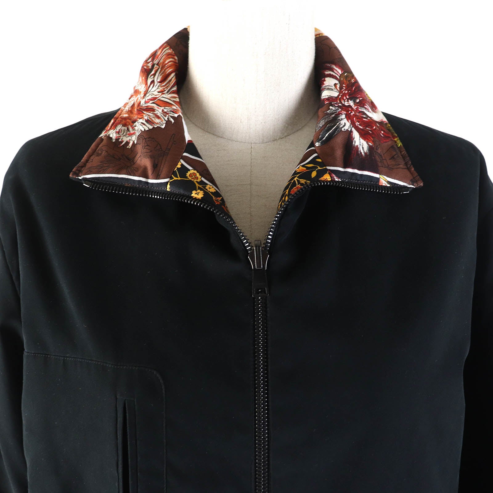 HERMES Vintage Silk Twill Reversible Jacket