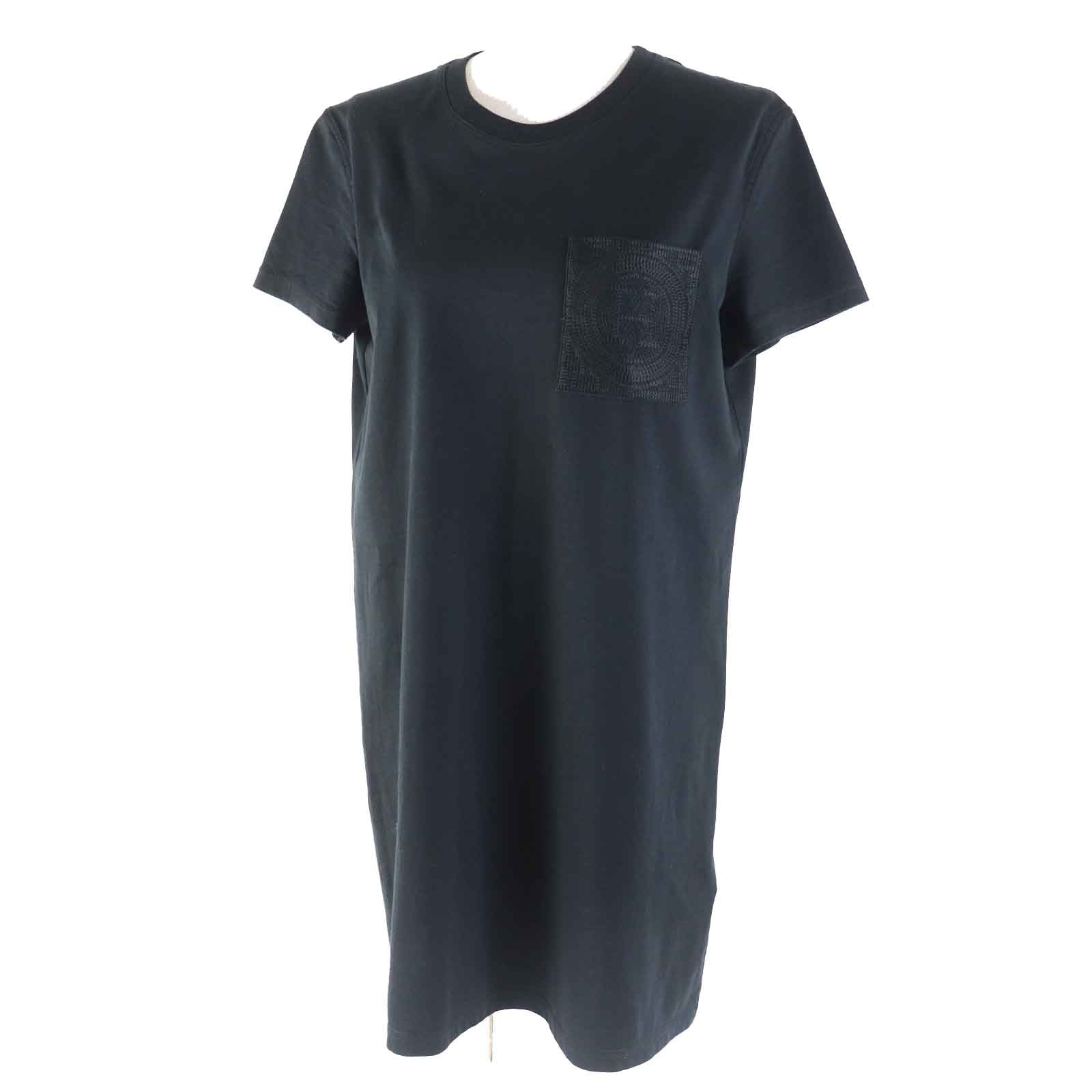 Hermes H Logo Pocket T-shirt Dress Black