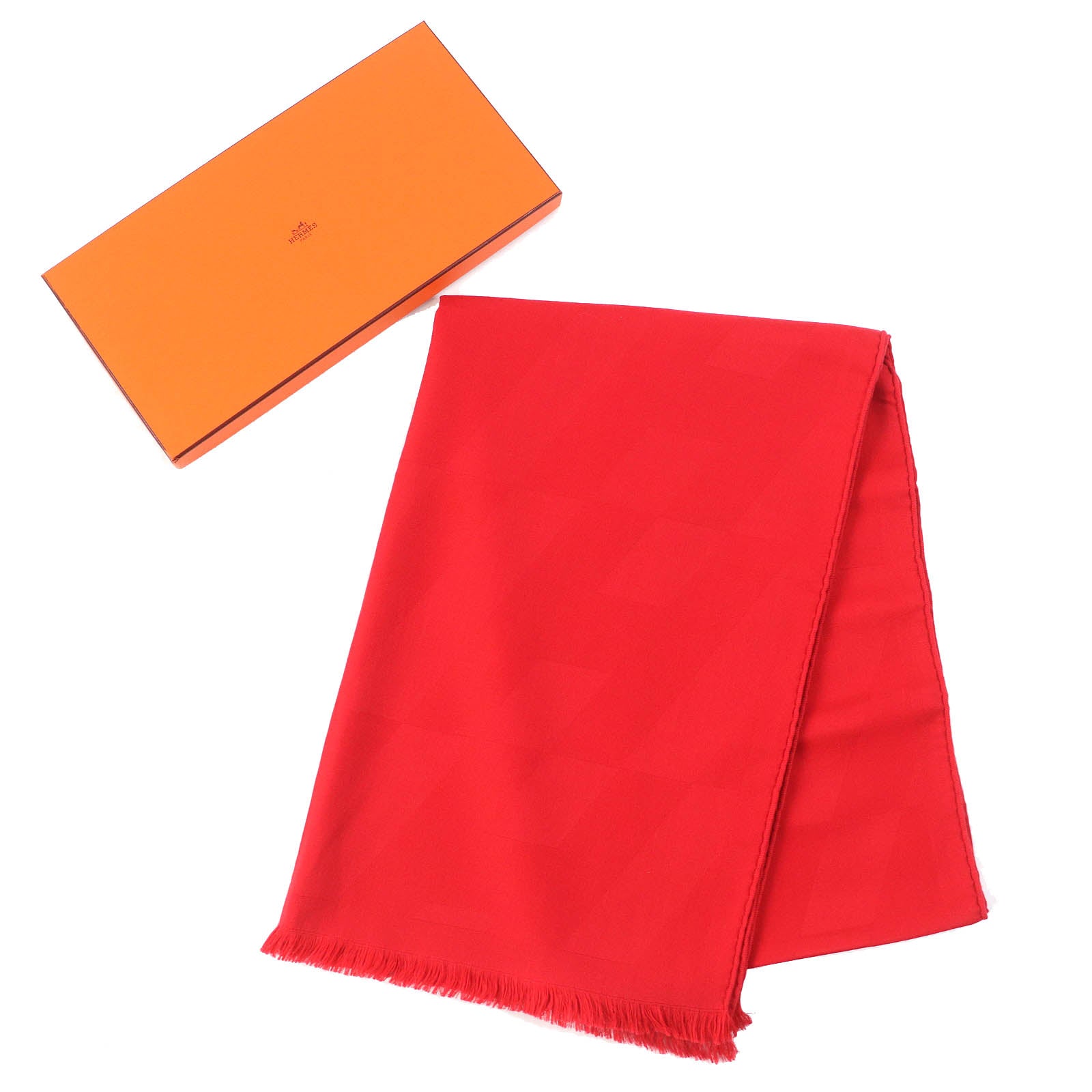 Hermes Etol Bias H Cashmere Silk Shawl Rouge