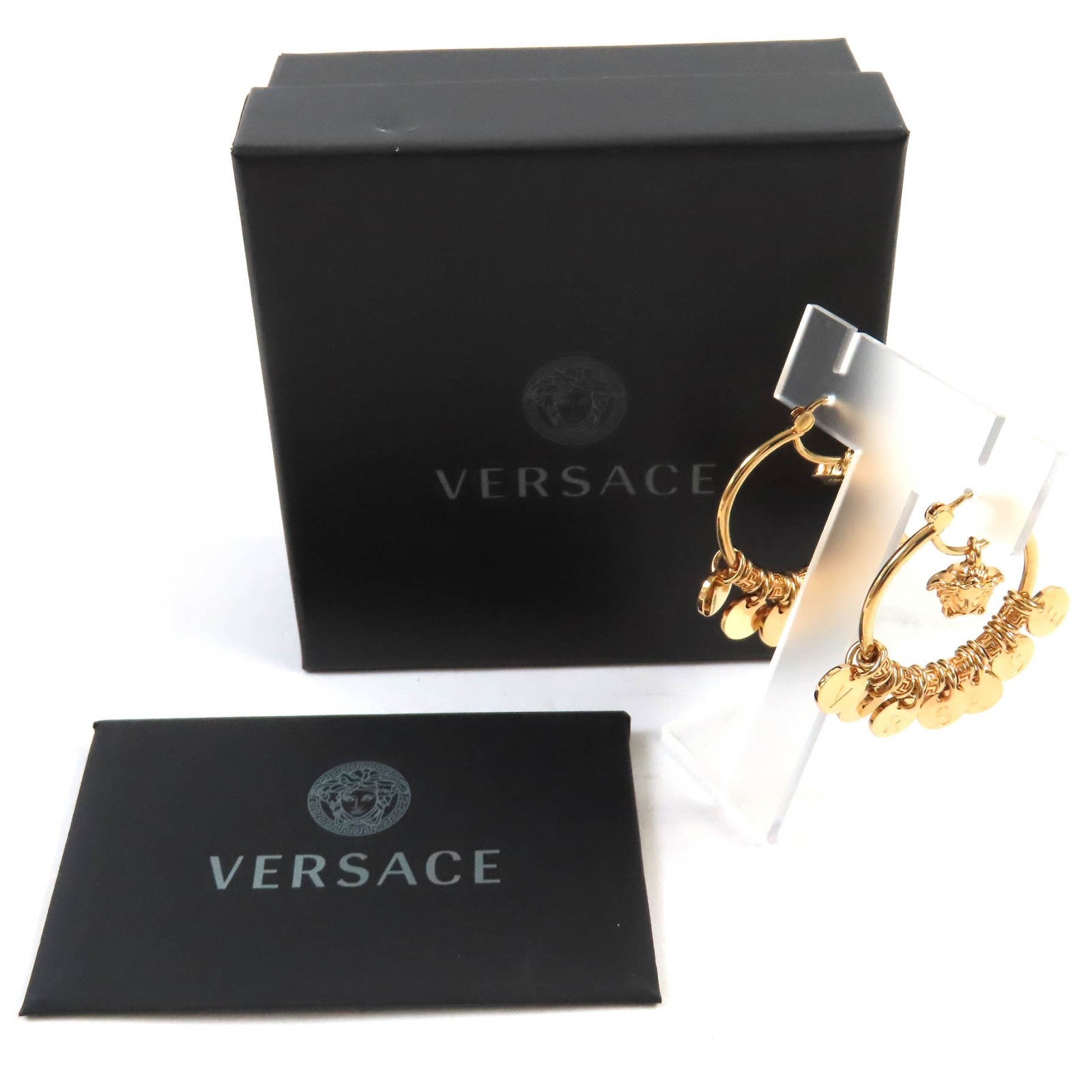 VERSACE Medusa Logo Charm Greca Earrings