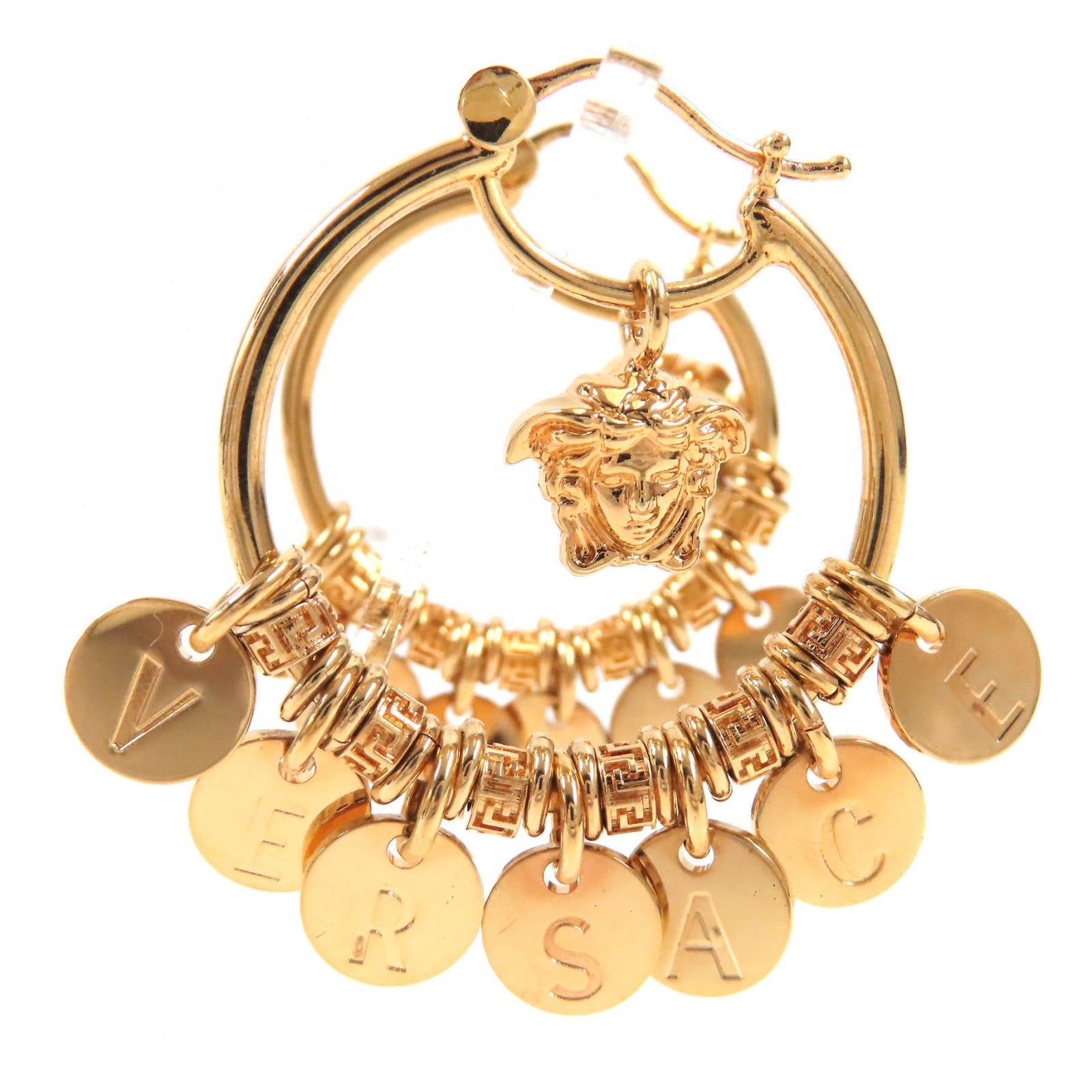 VERSACE Medusa Logo Charm Greca Earrings