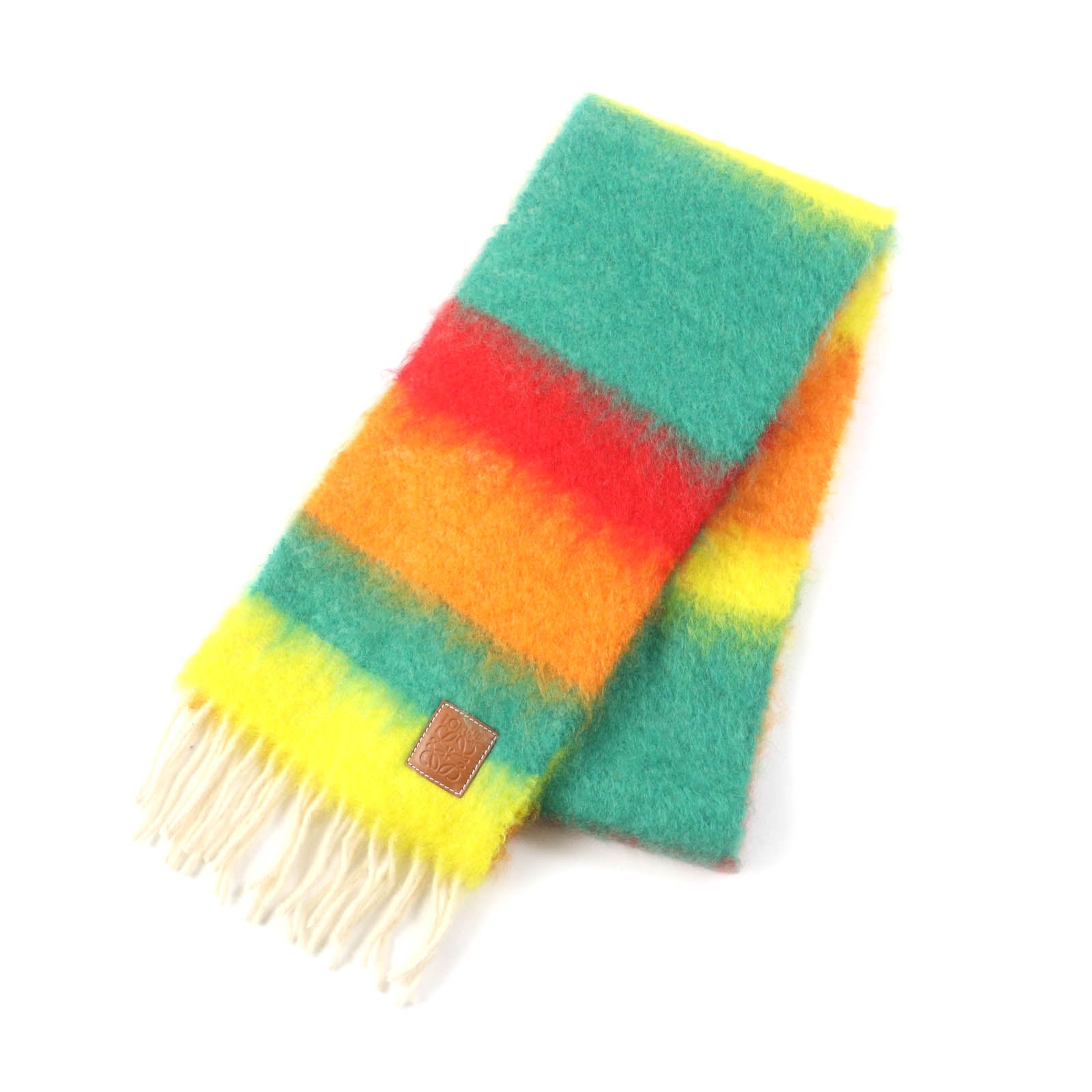 LOEWE Mohair Wool Striped Scarf with Fringe