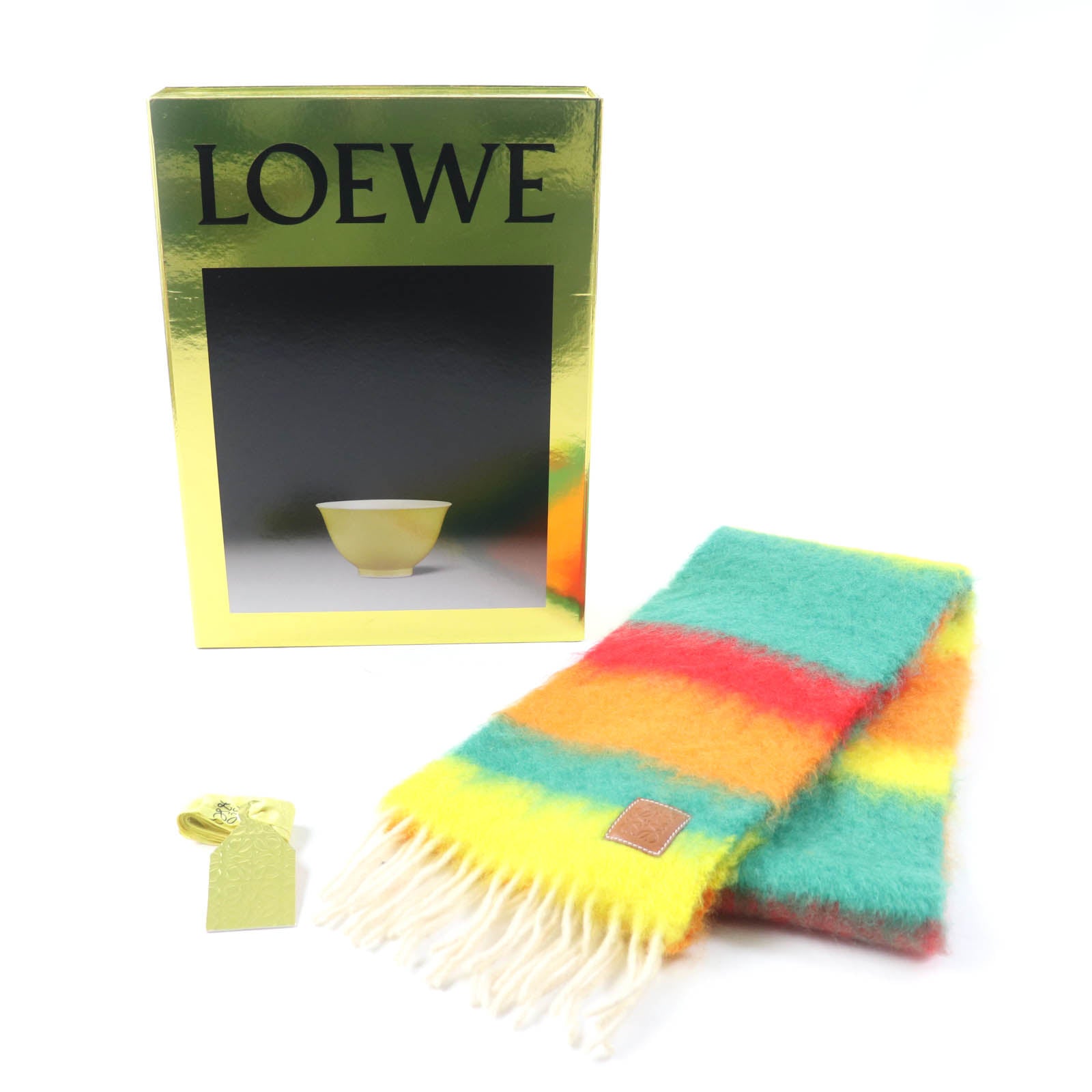 LOEWE Mohair Wool Striped Scarf with Fringe