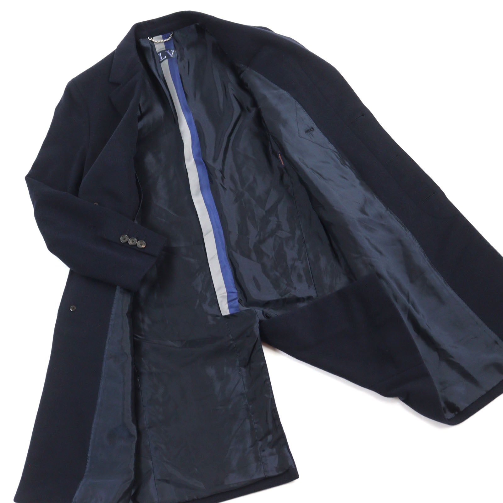 Louis Vuitton Cashmere Chester Coat Navy 52