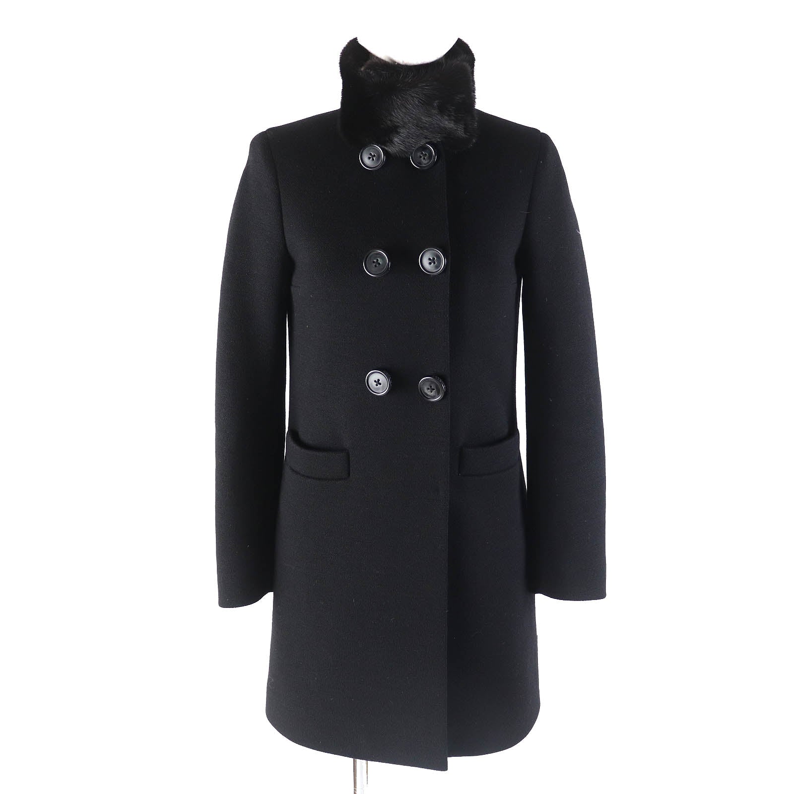 Moncler Wool Nylon Down Coat with Mink Collar