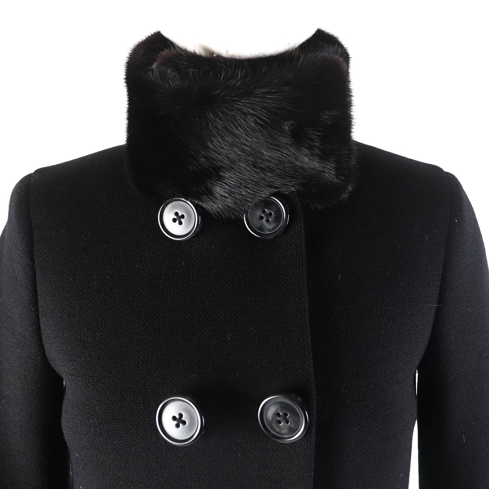 Moncler Wool Nylon Down Coat with Mink Collar