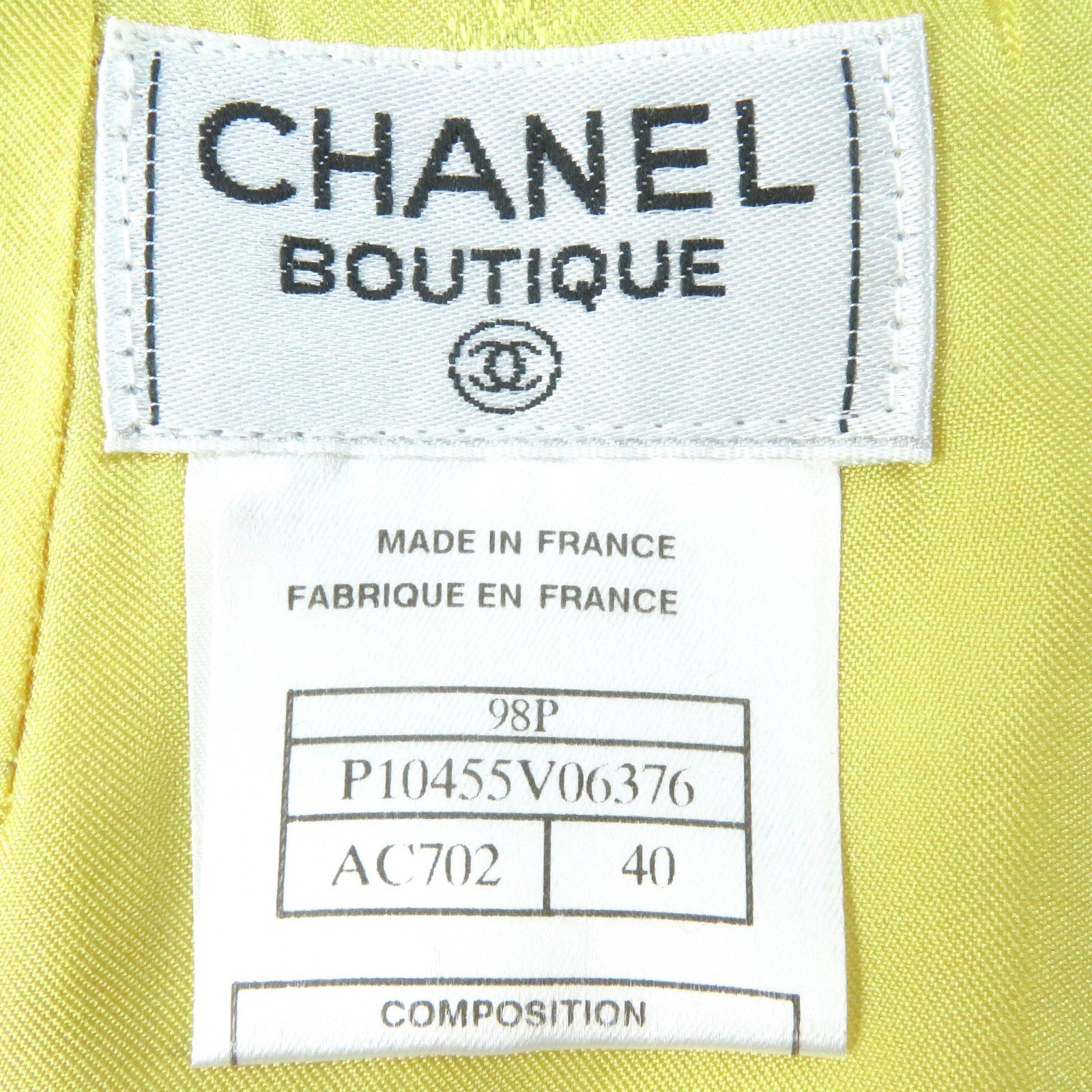 Chanel Vintage Tweed Suit Set Yellow 40