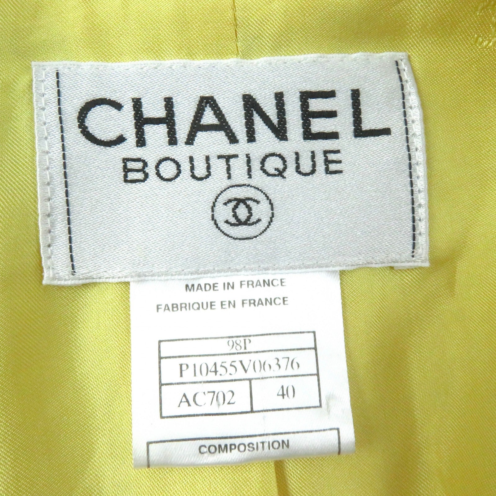 Chanel Vintage Tweed Suit Set Yellow 40