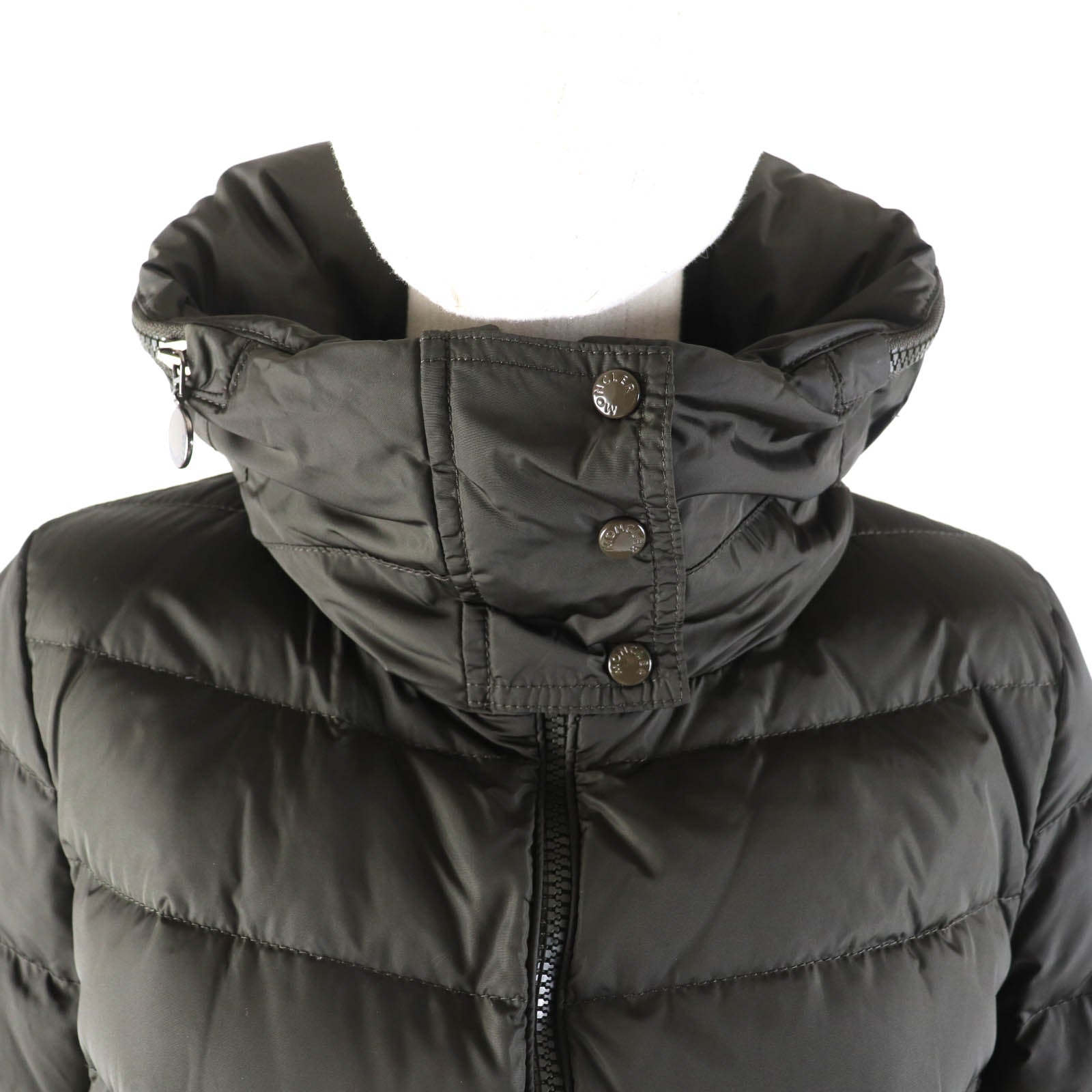 Moncler FLAMME Nylon Down Coat Khaki Women