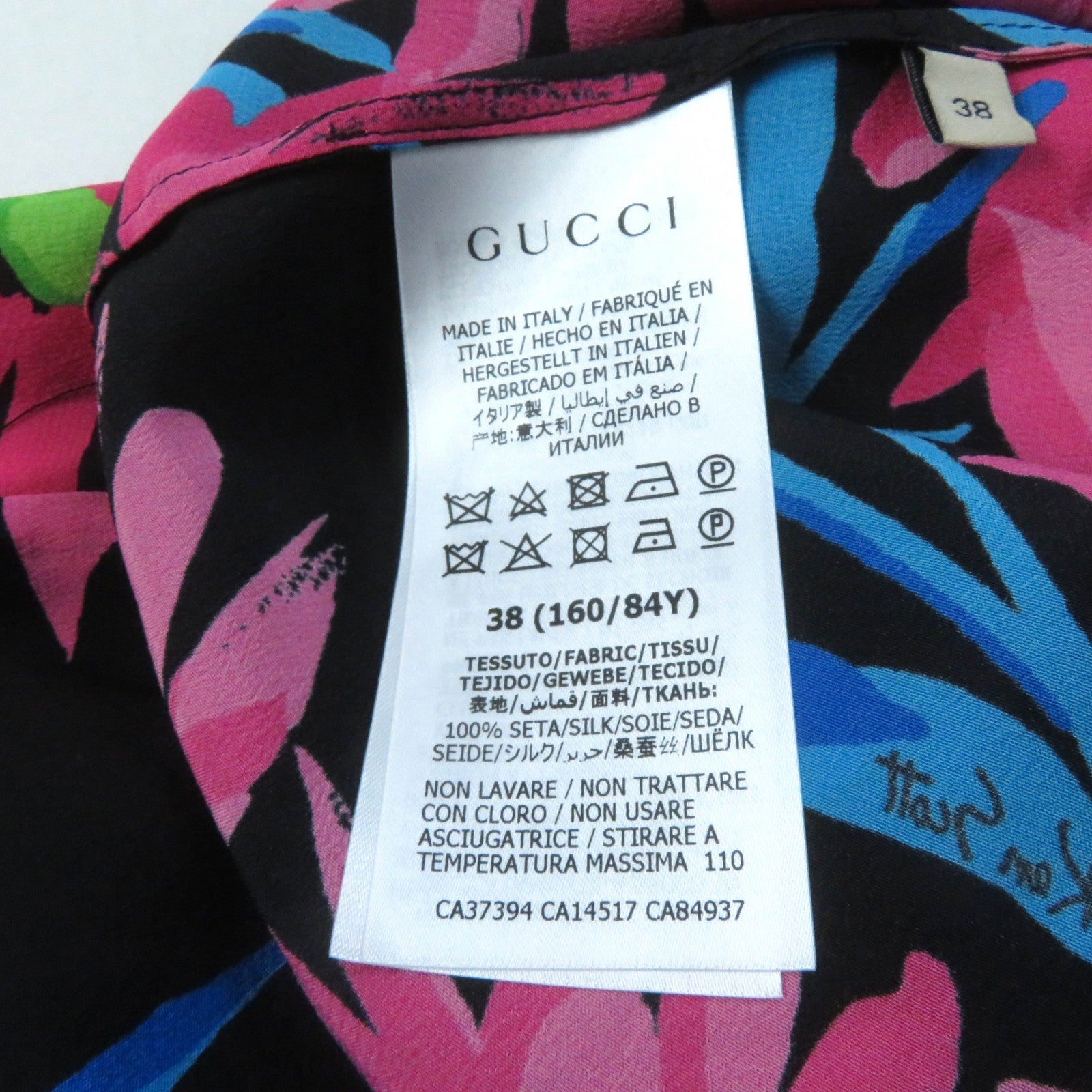 Gucci Silk Floral Logo Long Sleeve Shirt 38