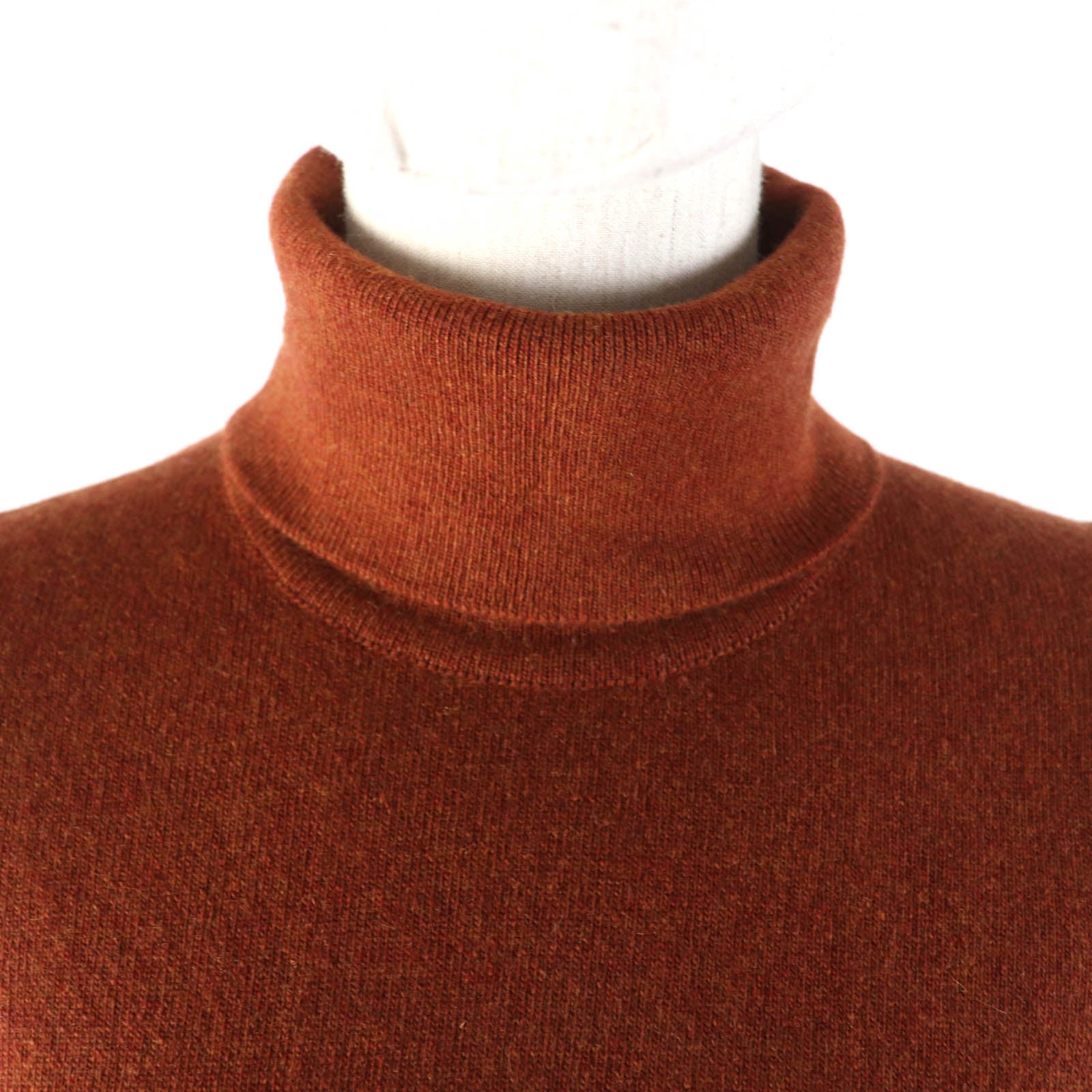 HERMES Cashmere Turtleneck Sleeveless Knit Brown