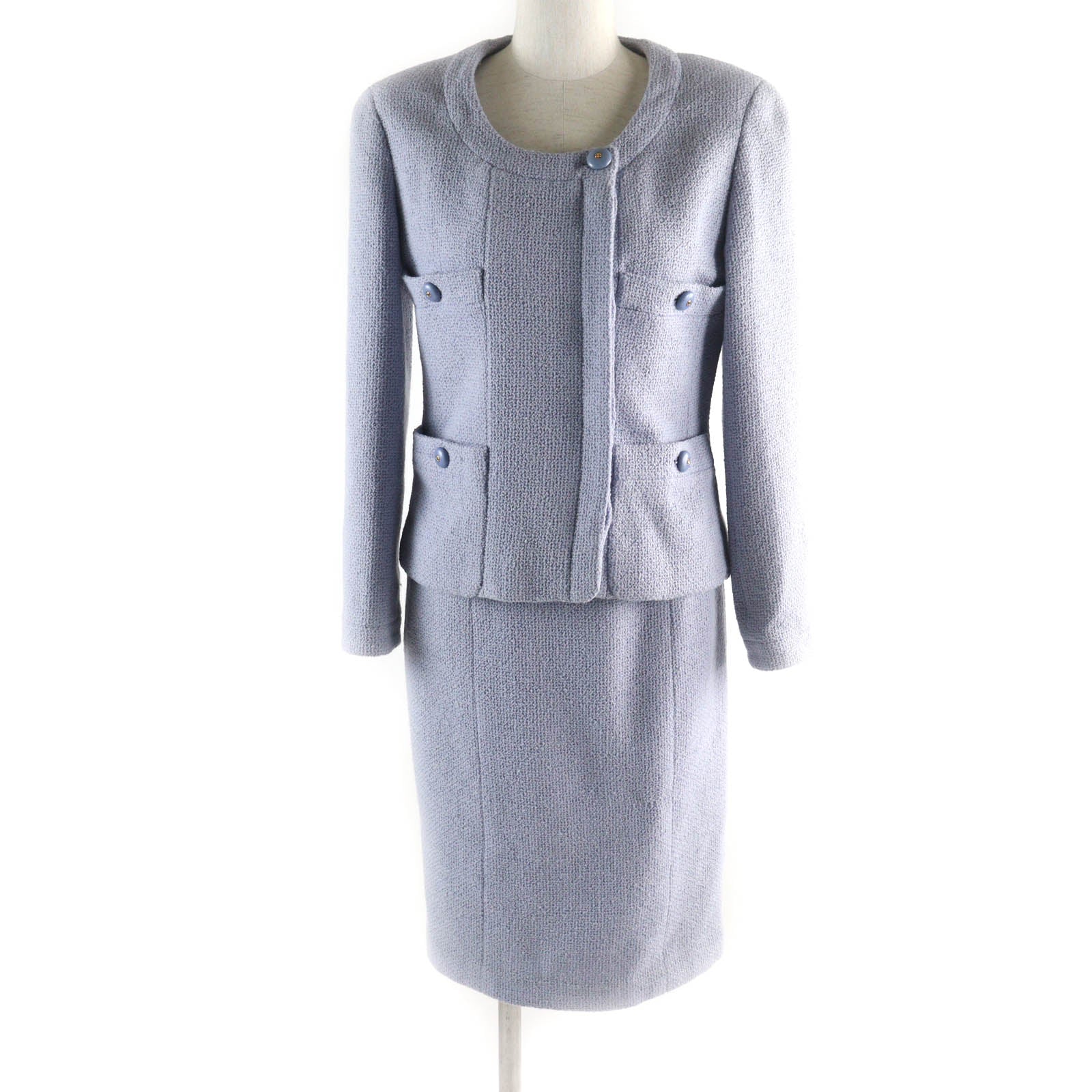 Chanel Wool Silk Tweed Jacket Skirt Set 38