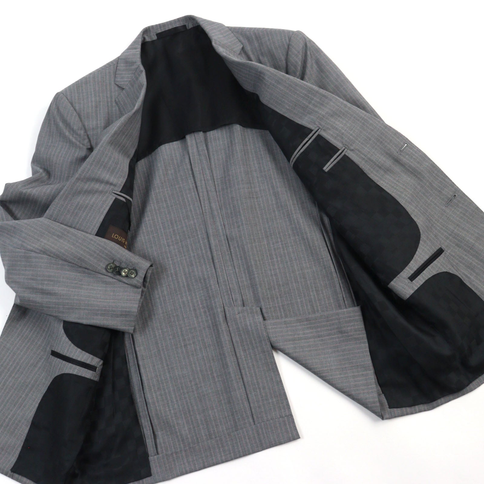 Louis Vuitton Wool Suit Grey Stripe 52 Men