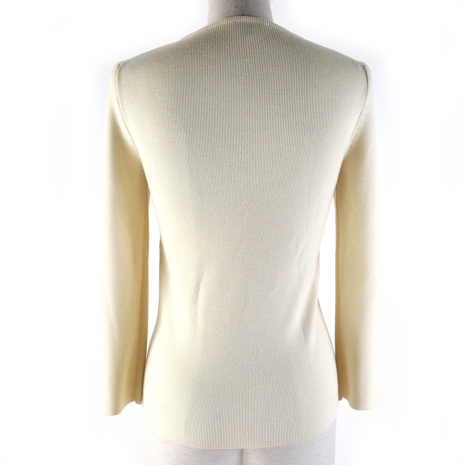 Chanel Wool Cashmere Crew Neck Knit Ivory 36