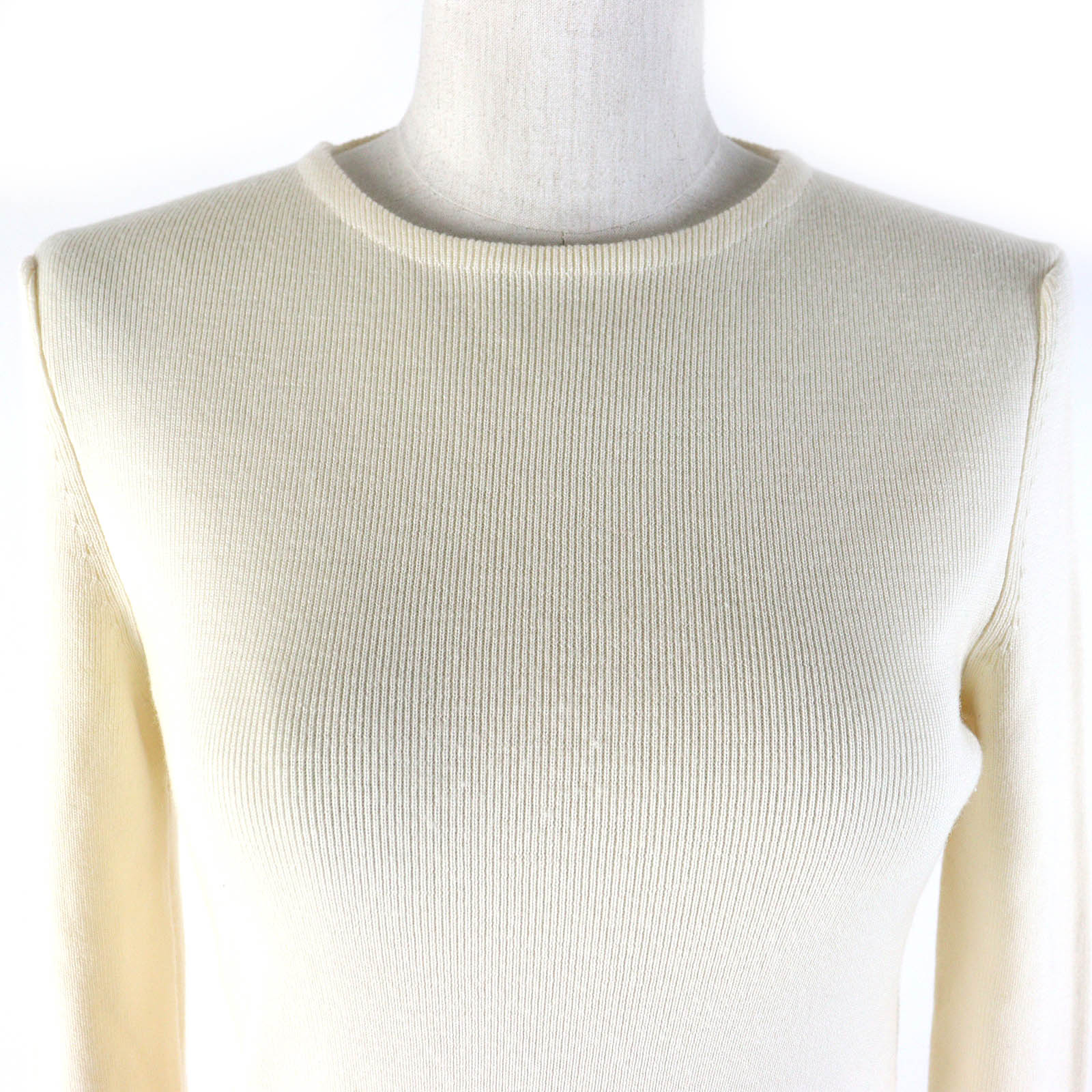 Chanel Wool Cashmere Crew Neck Knit Ivory 36