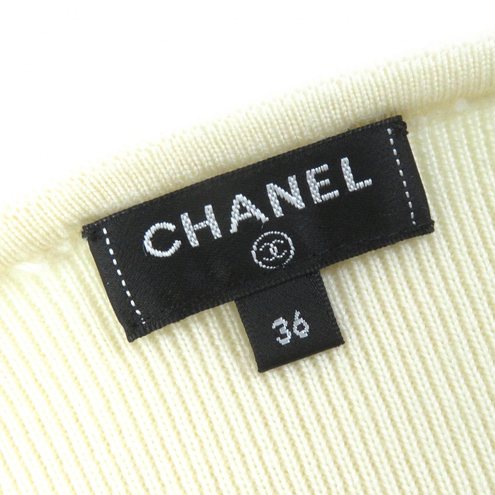 Chanel Wool Cashmere Crew Neck Knit Ivory 36