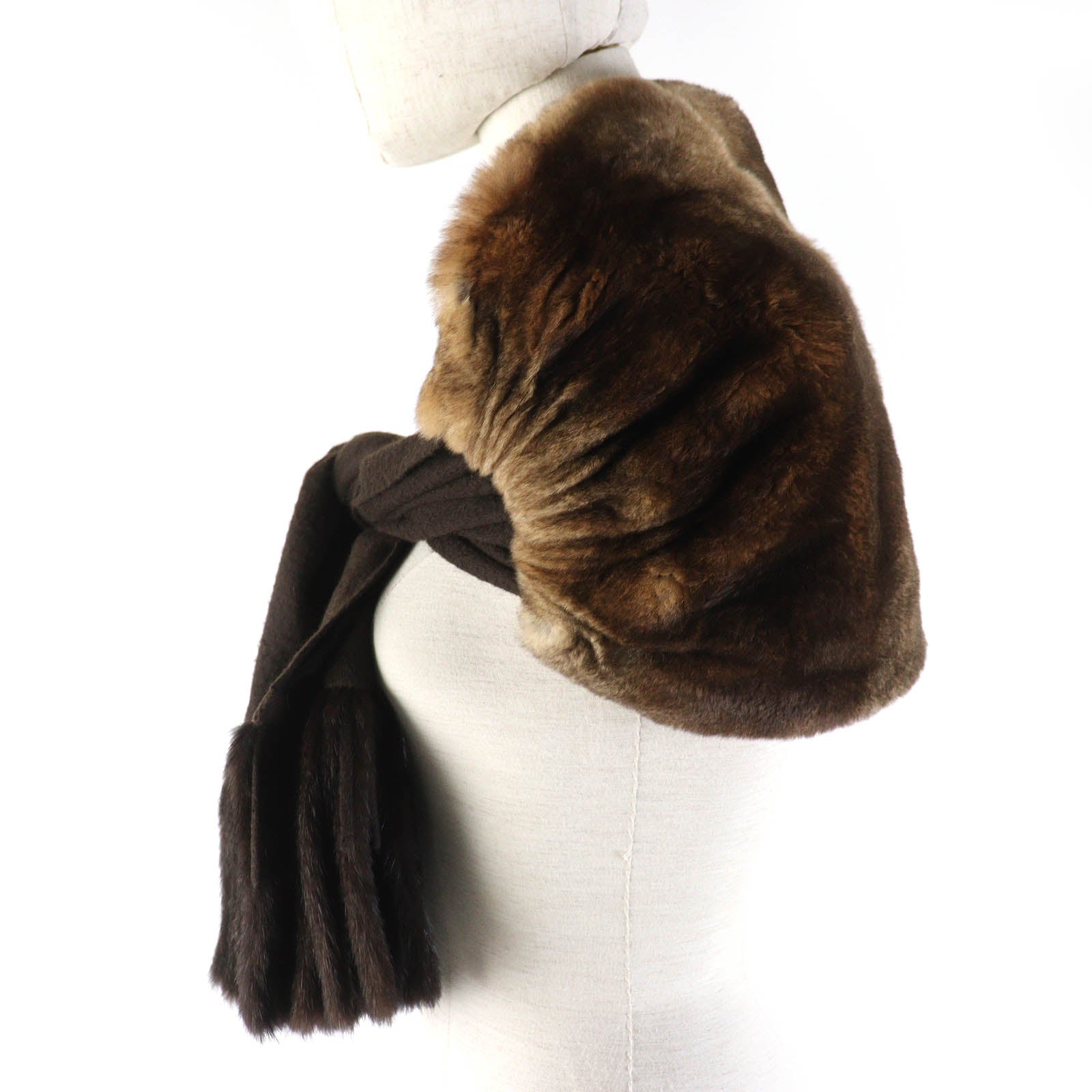 Fendi Cashmere Fur Logo Stole Brown