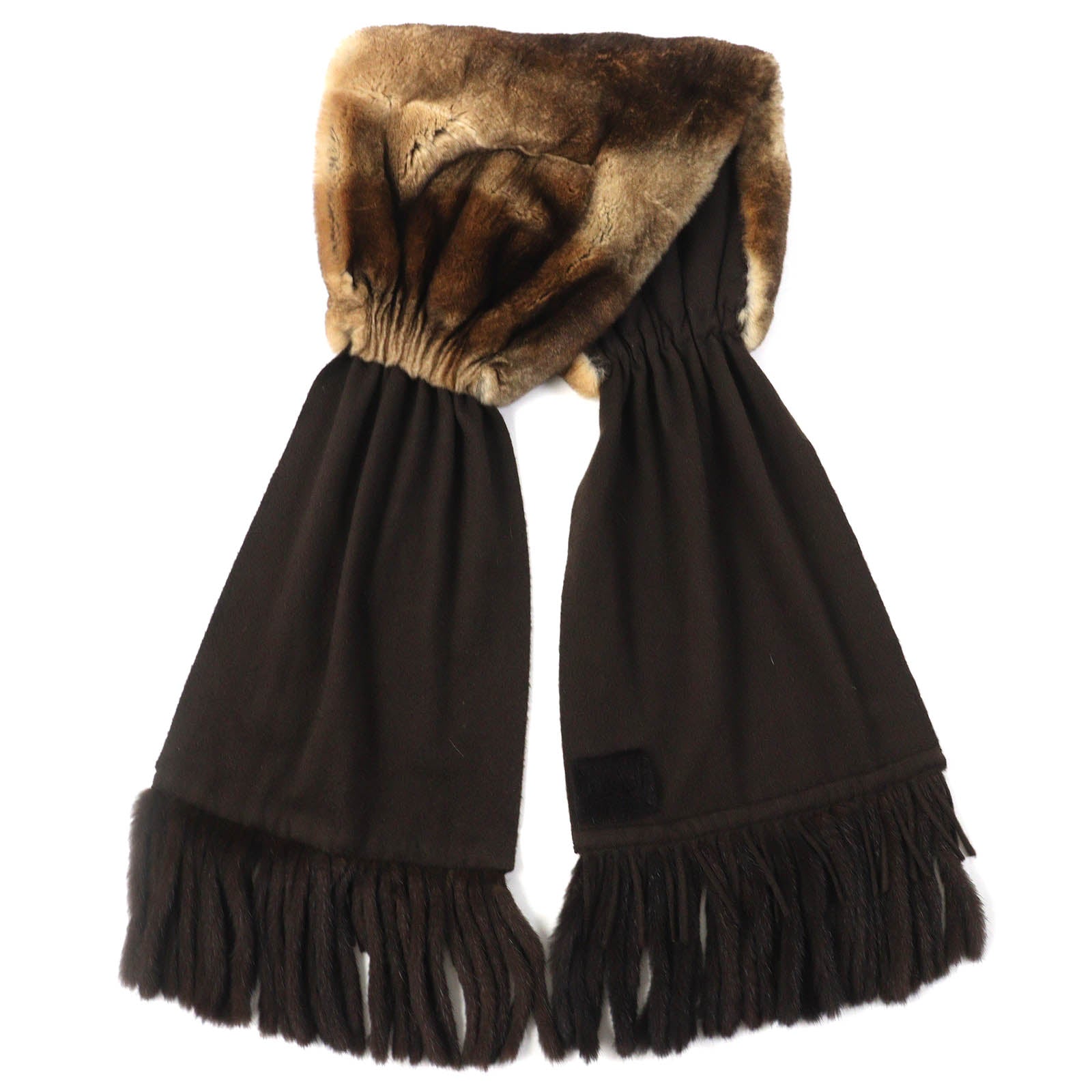 Fendi Cashmere Fur Logo Stole Brown