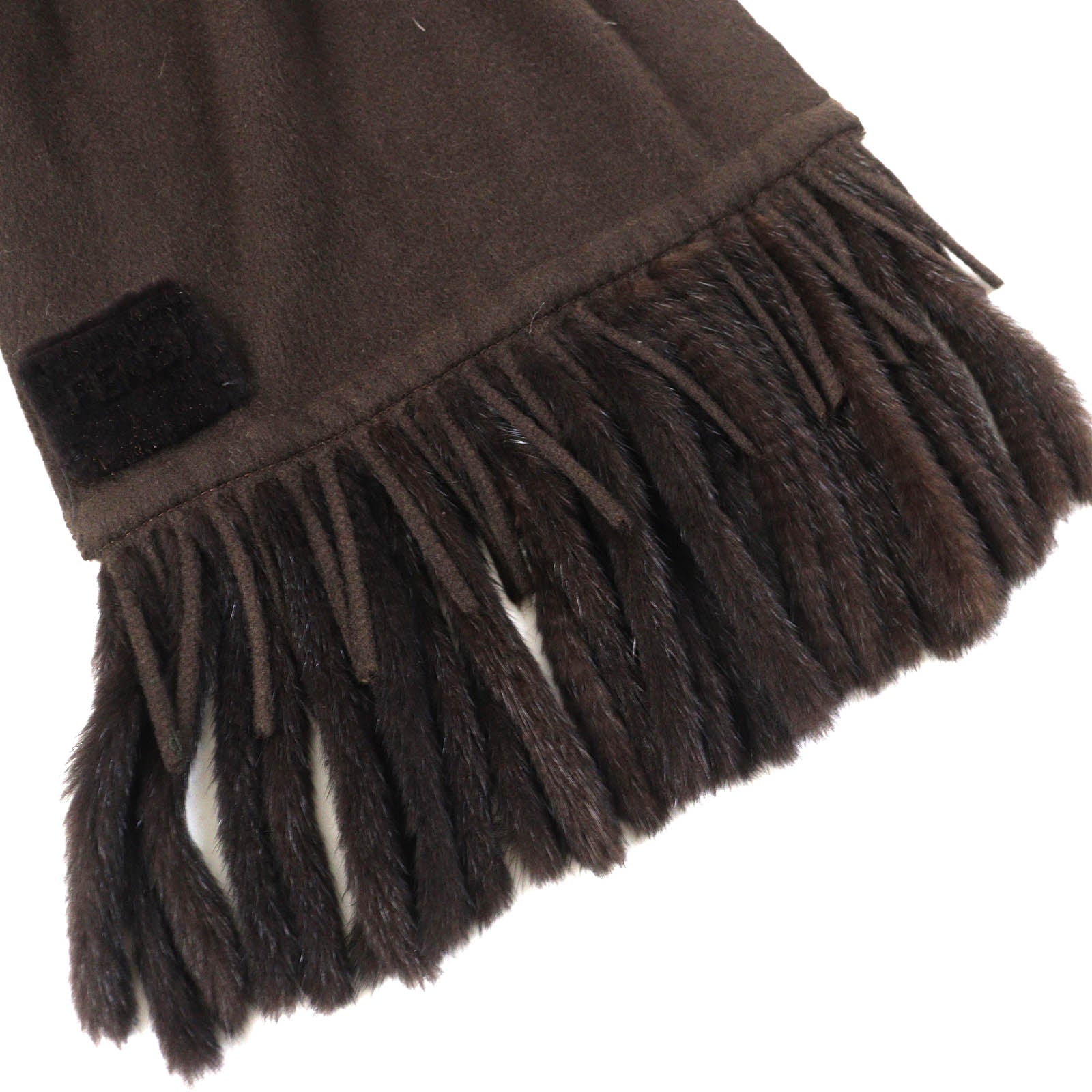 Fendi Cashmere Fur Logo Stole Brown