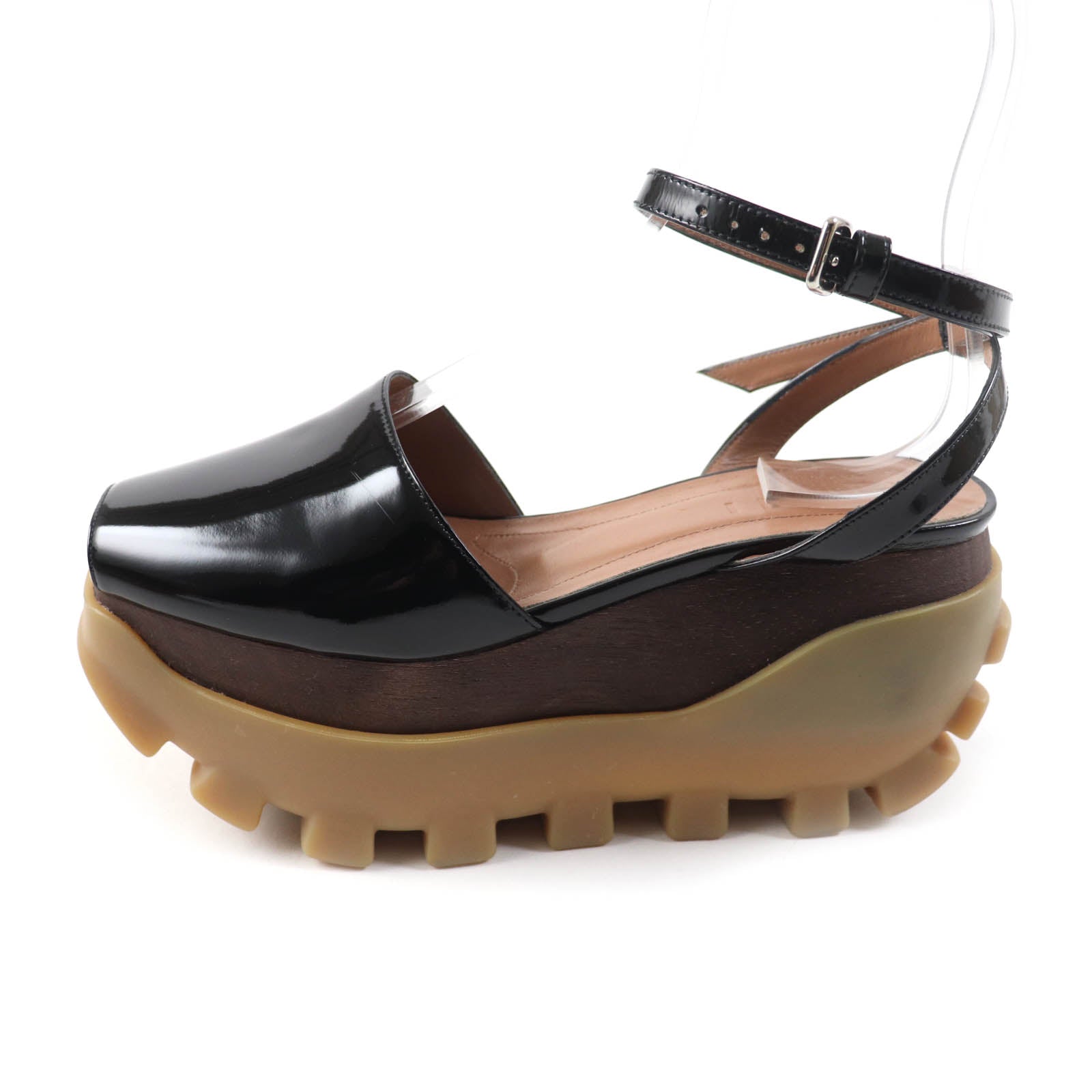 MARNI Patent Leather Ankle Strap Sandals Black 37