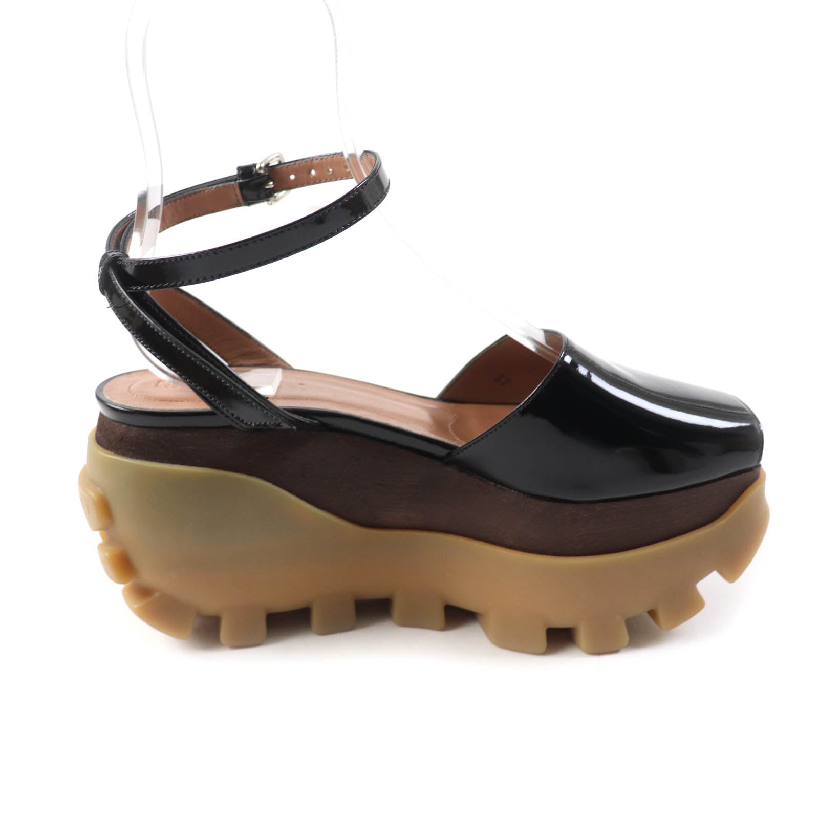 MARNI Patent Leather Ankle Strap Sandals Black 37