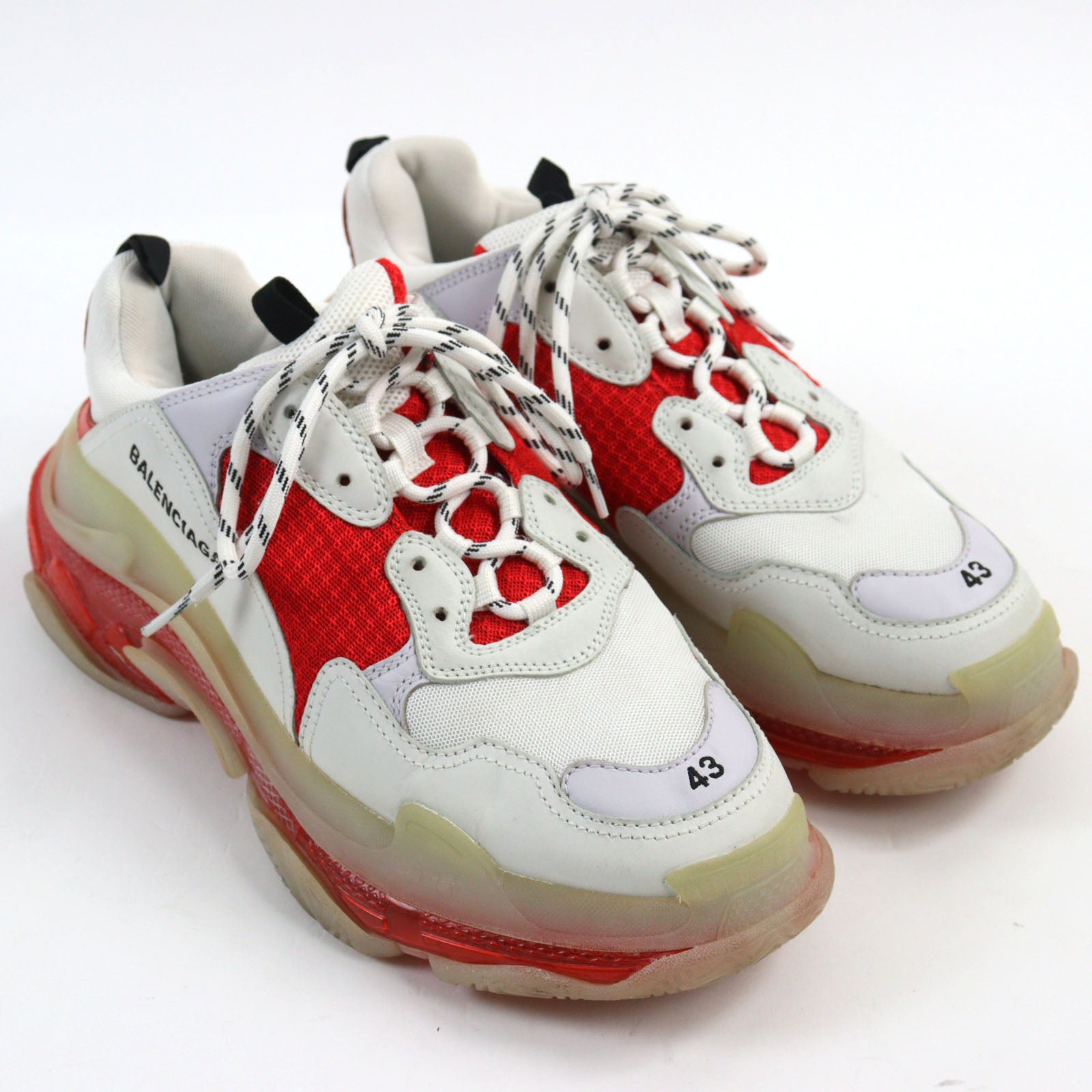 Balenciaga Triple S Leather Sneakers White Red